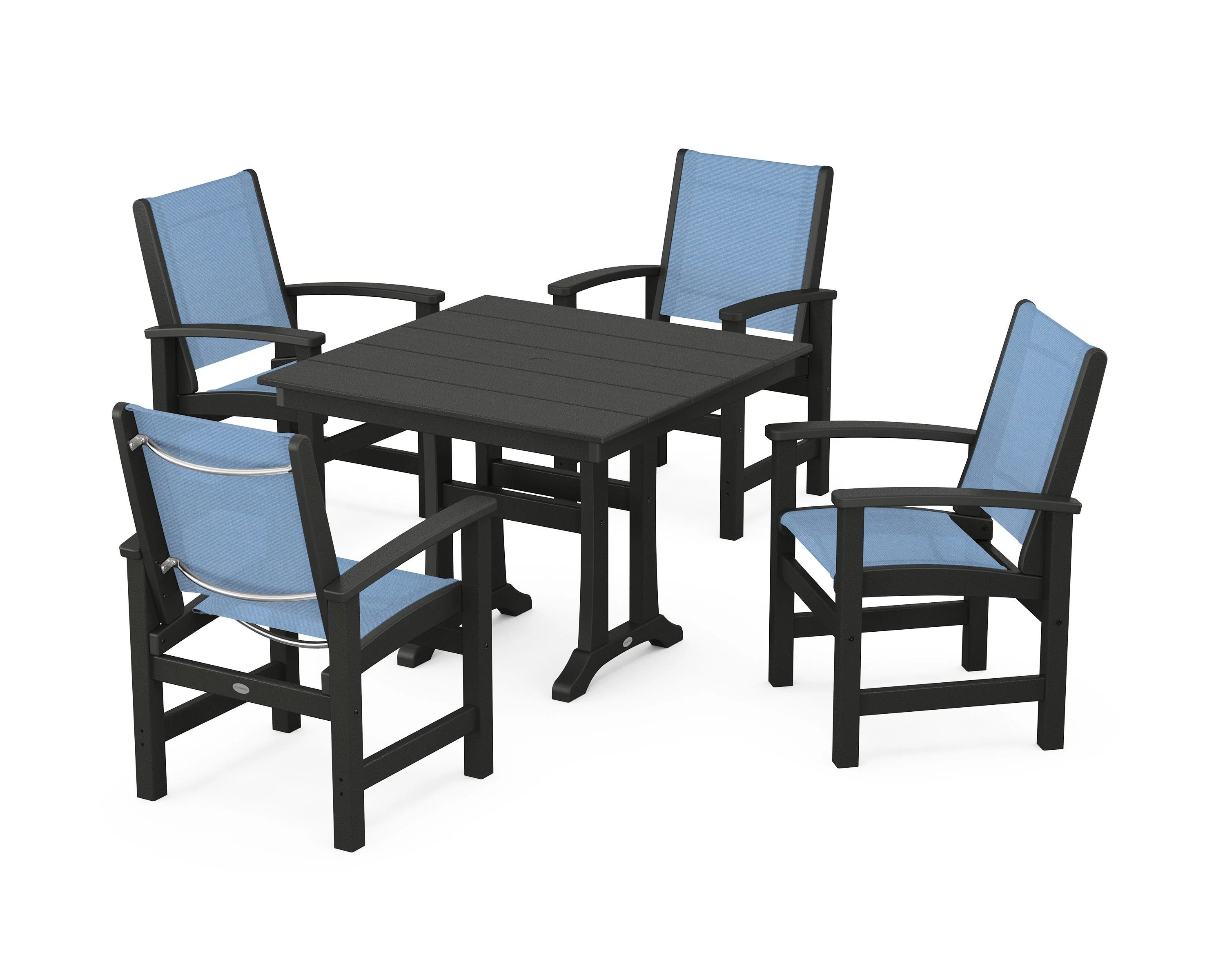 Coastal 5-Piece Farmhouse Dining Set With Trestle Legs - Image 7