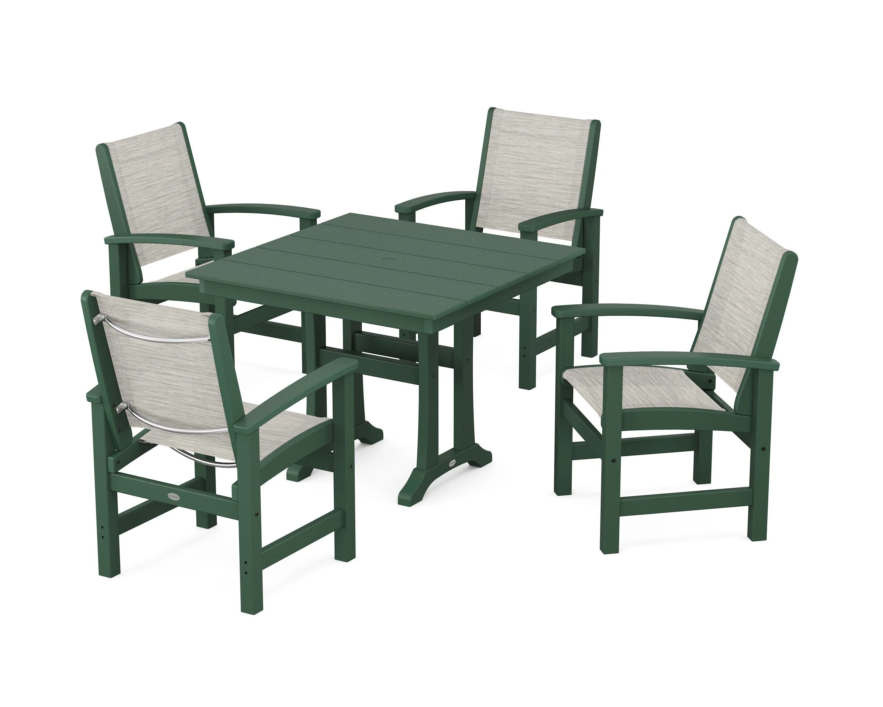 Coastal 5-Piece Farmhouse Dining Set With Trestle Legs - Image 71