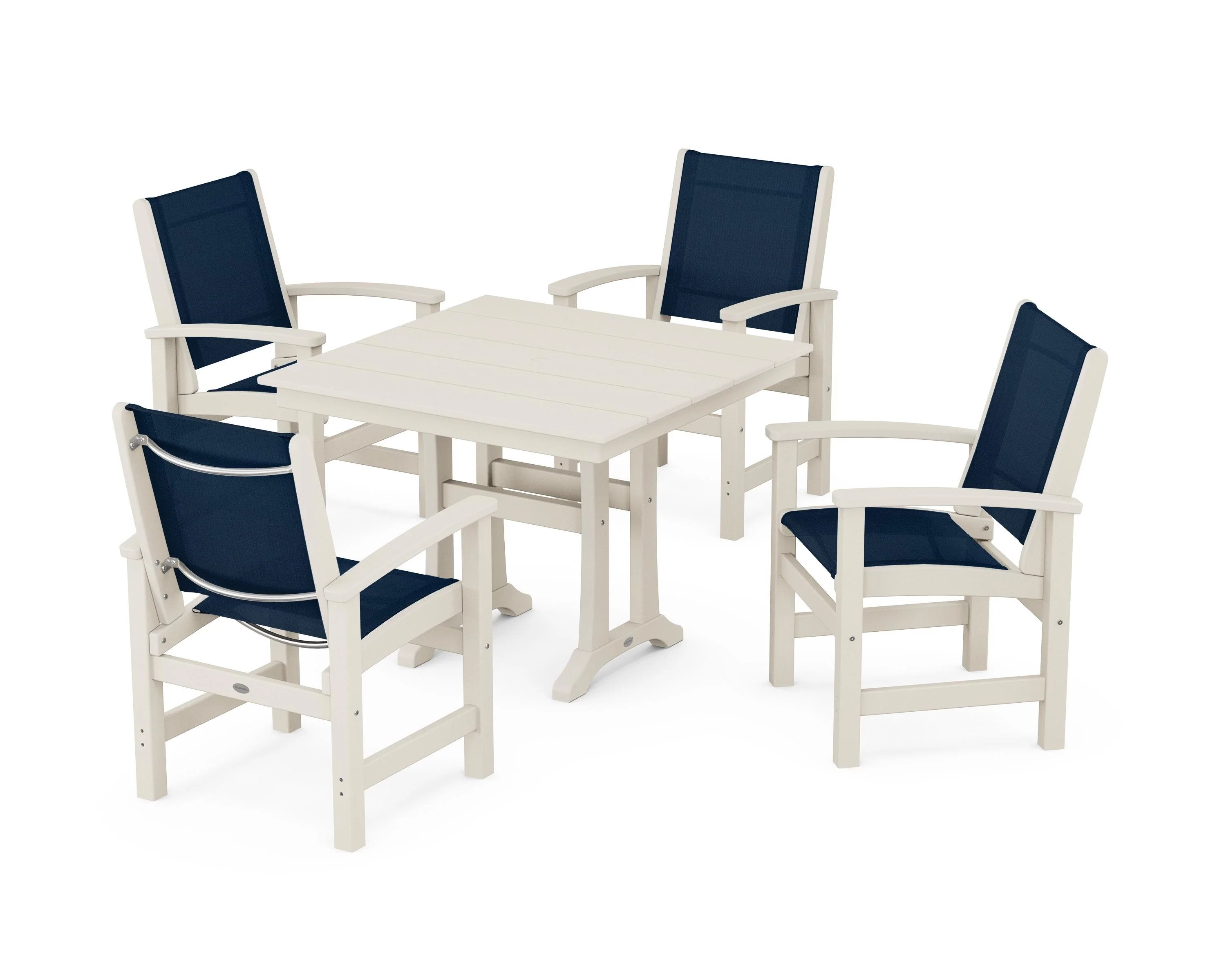 Coastal 5-Piece Farmhouse Dining Set With Trestle Legs - Image 72