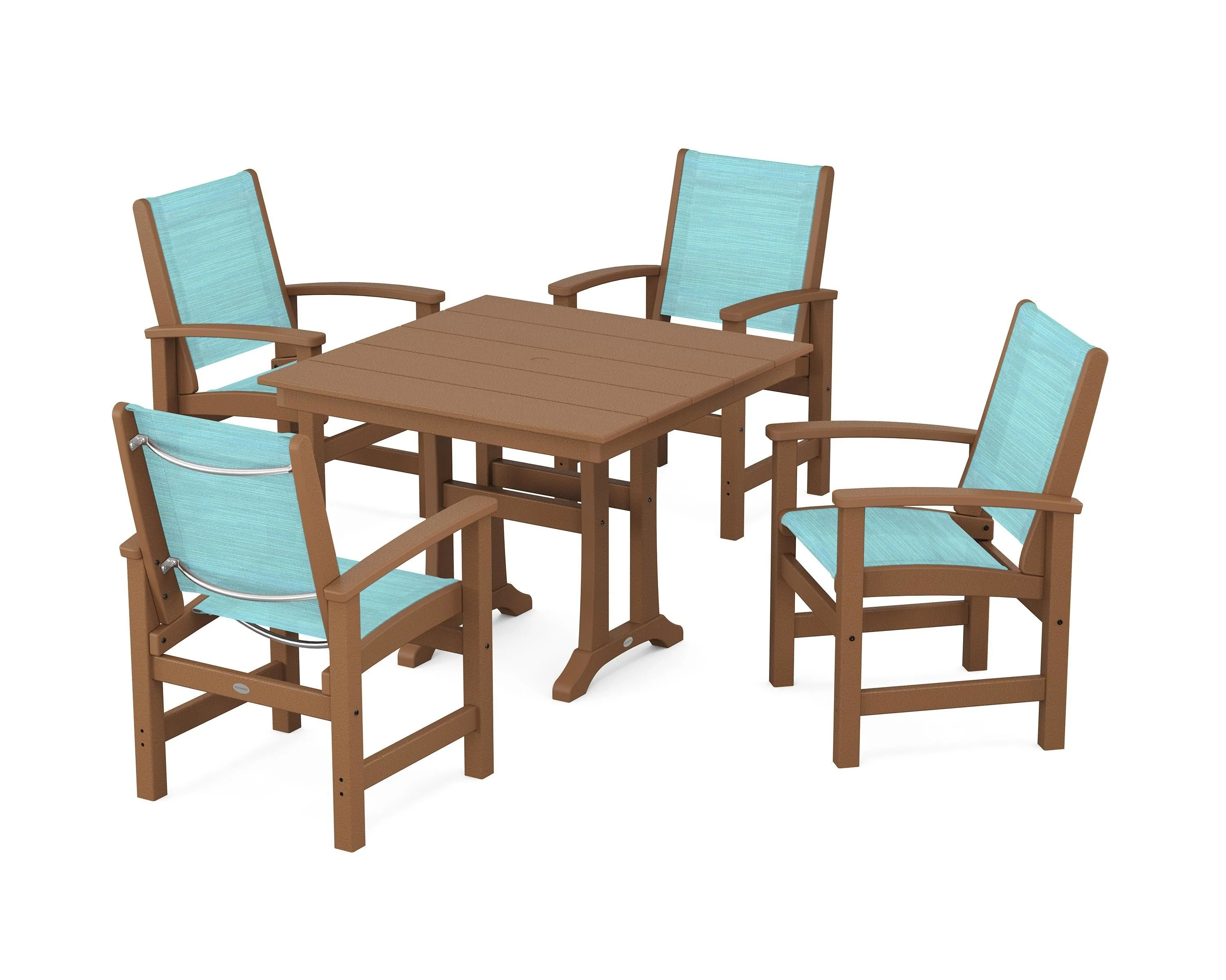 Coastal 5-Piece Farmhouse Dining Set With Trestle Legs - Image 73