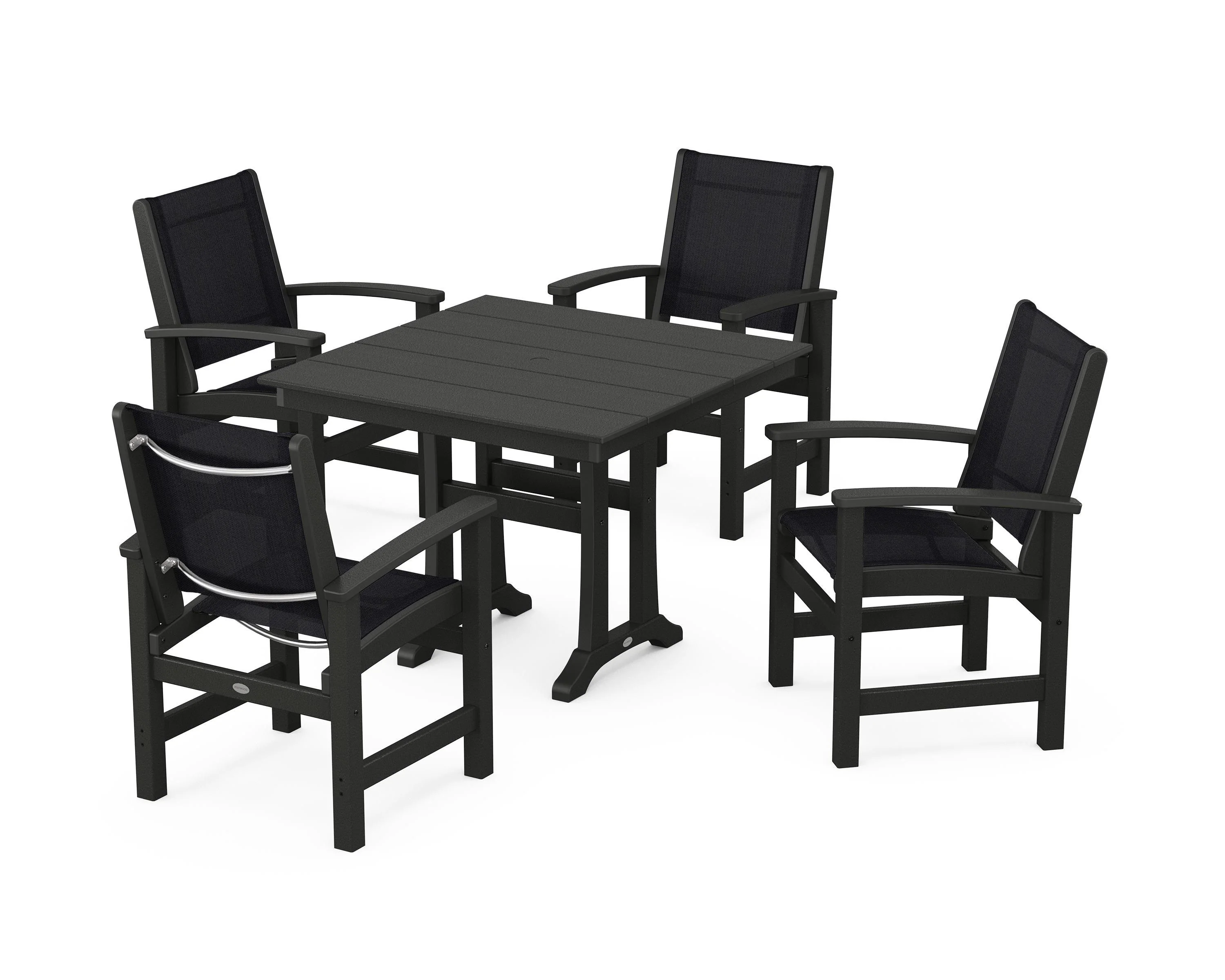 Coastal 5-Piece Farmhouse Dining Set With Trestle Legs - Image 74