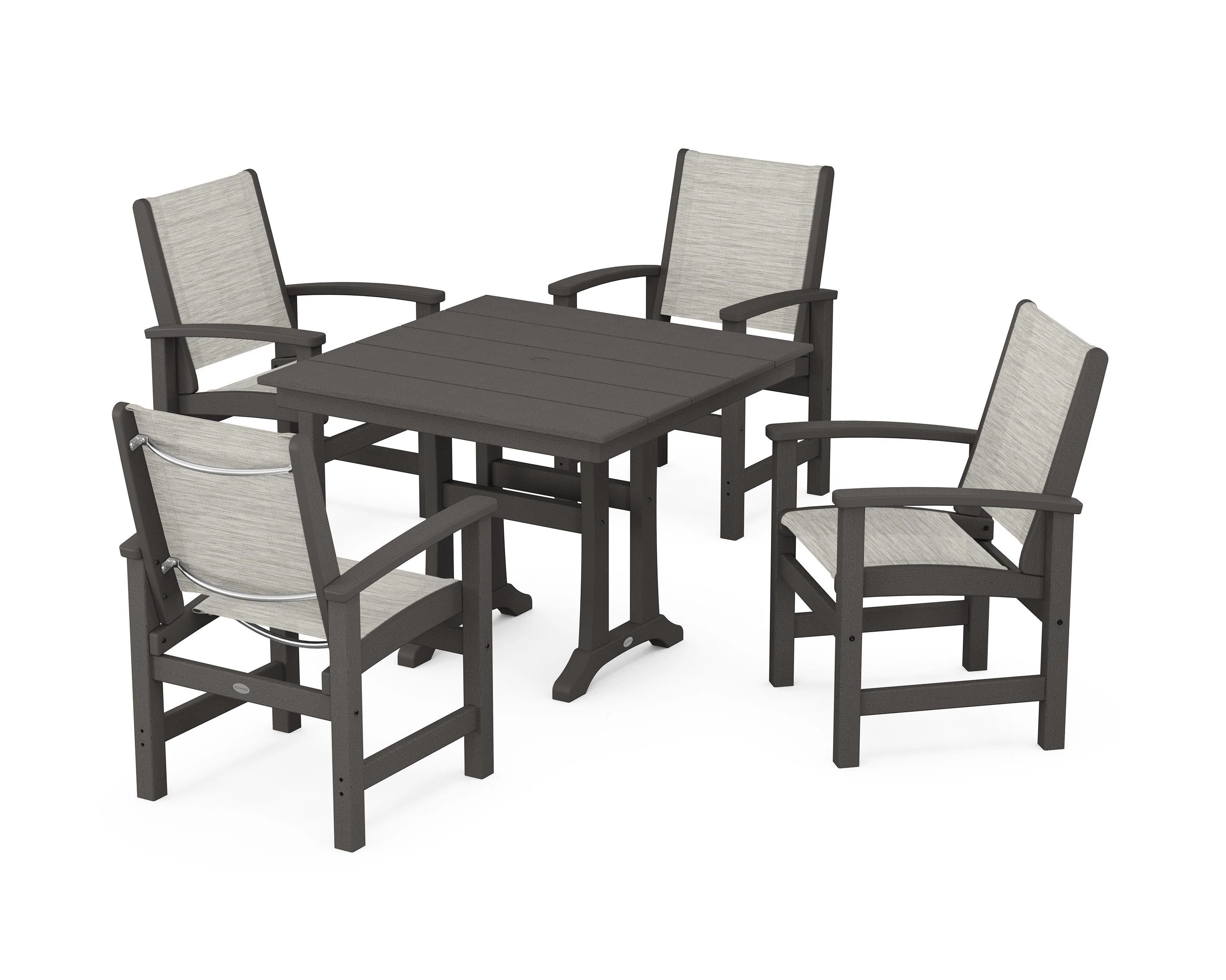 Coastal 5-Piece Farmhouse Dining Set With Trestle Legs - Image 75