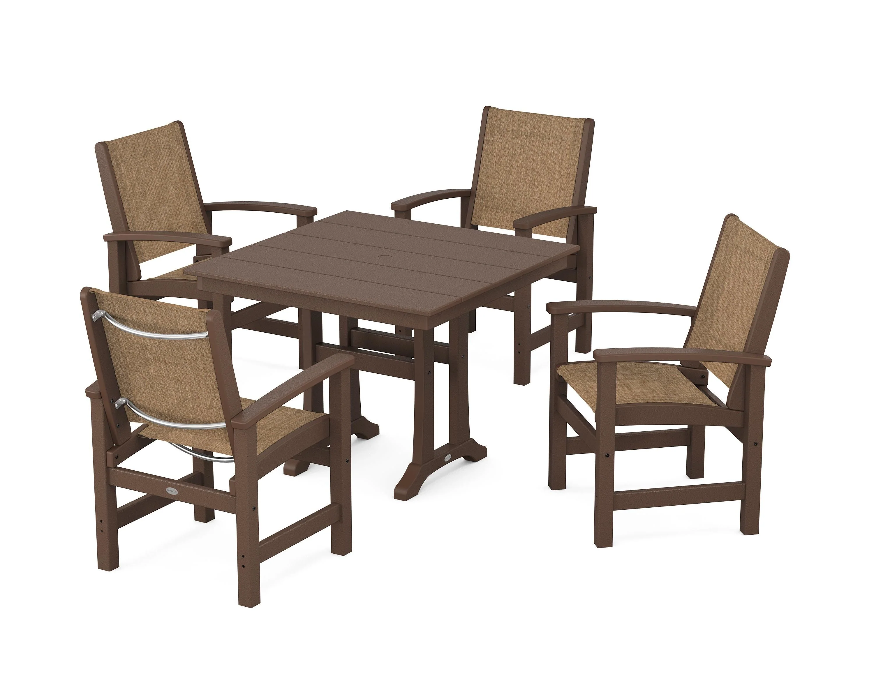 Coastal 5-Piece Farmhouse Dining Set With Trestle Legs - Image 76