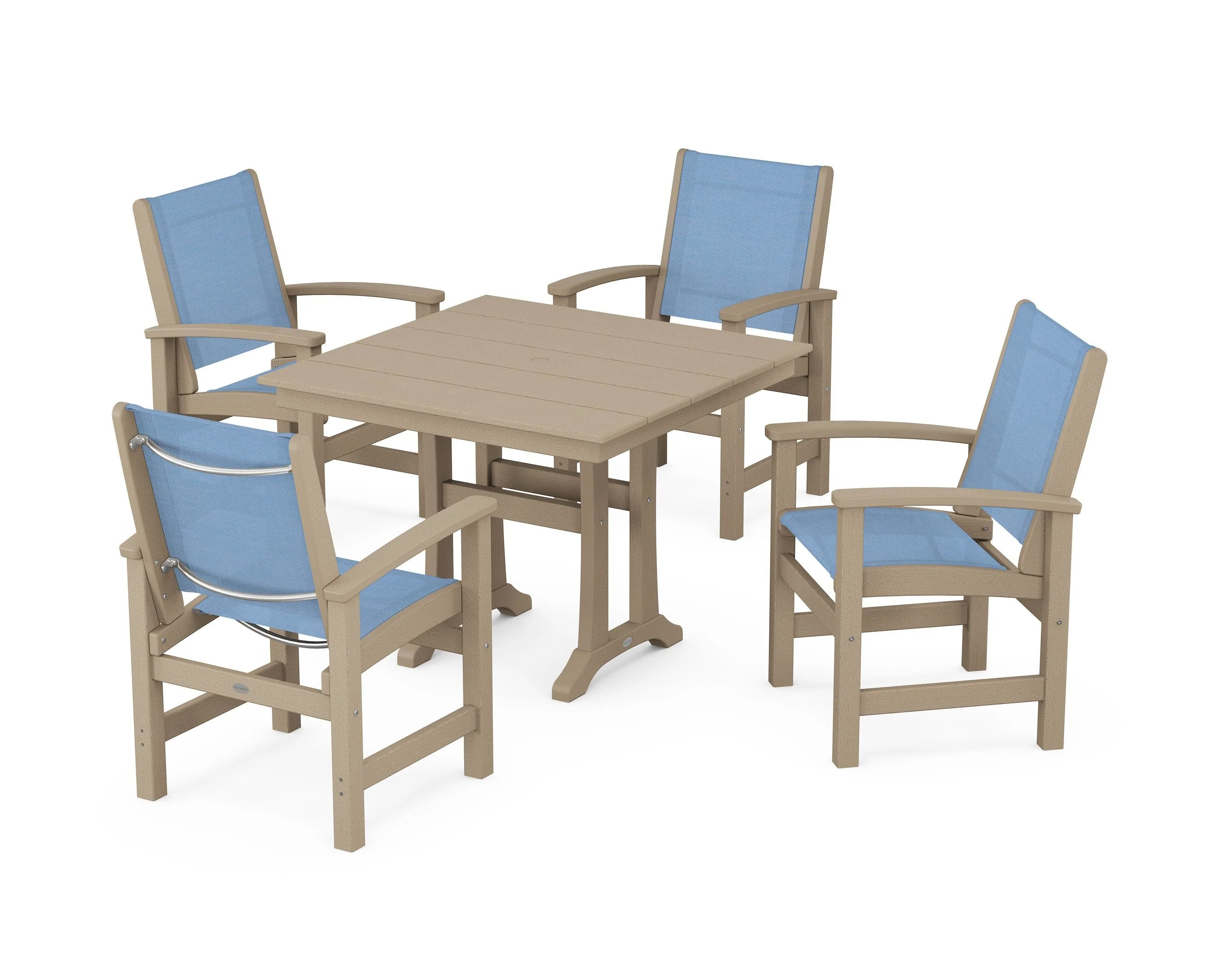 Coastal 5-Piece Farmhouse Dining Set With Trestle Legs - Image 77
