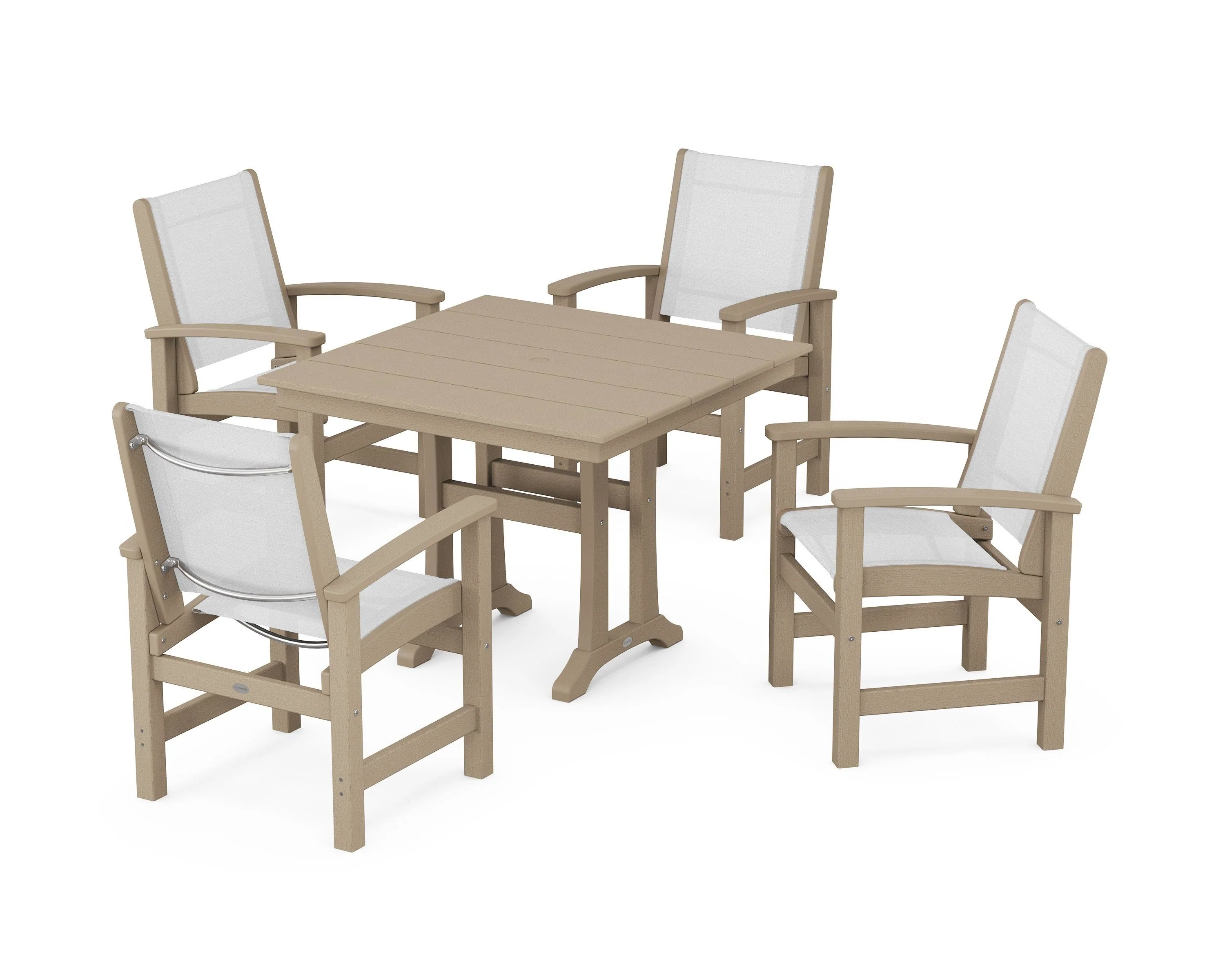 Coastal 5-Piece Farmhouse Dining Set With Trestle Legs - Image 79