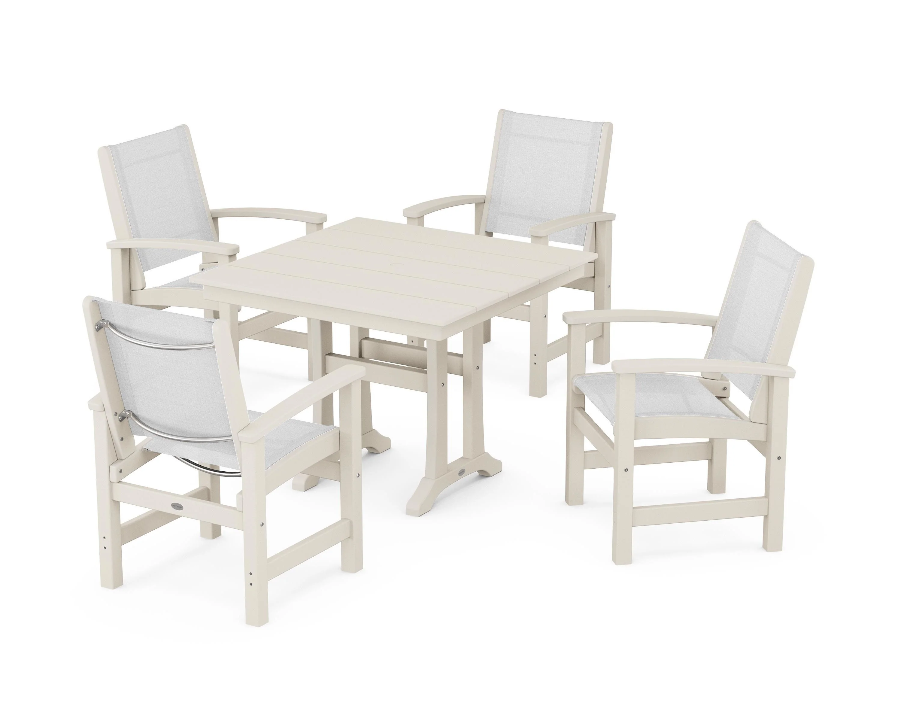 Coastal 5-Piece Farmhouse Dining Set With Trestle Legs - Image 8