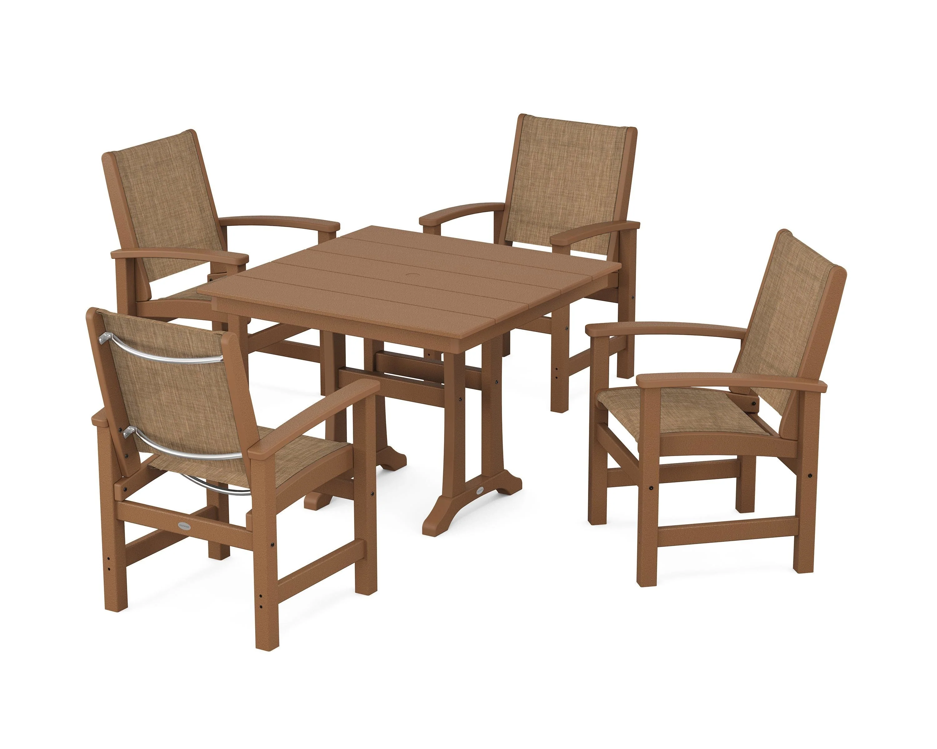 Coastal 5-Piece Farmhouse Dining Set With Trestle Legs - Image 80