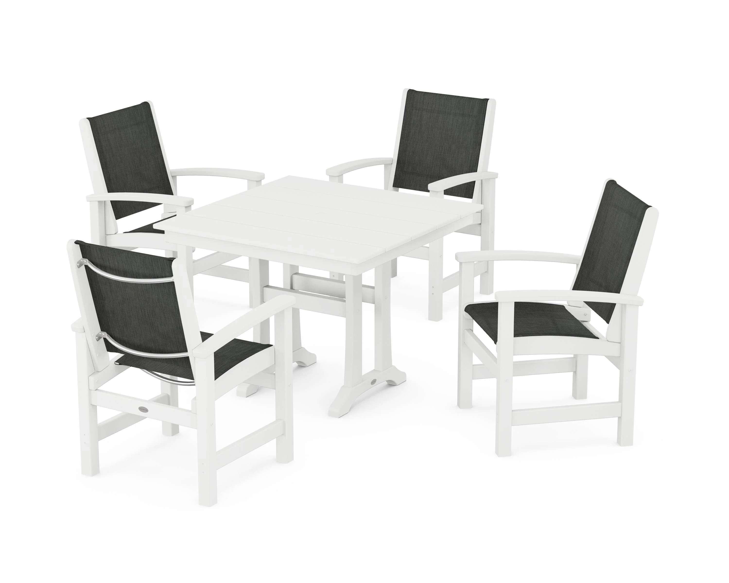 Coastal 5-Piece Farmhouse Dining Set With Trestle Legs - Image 81