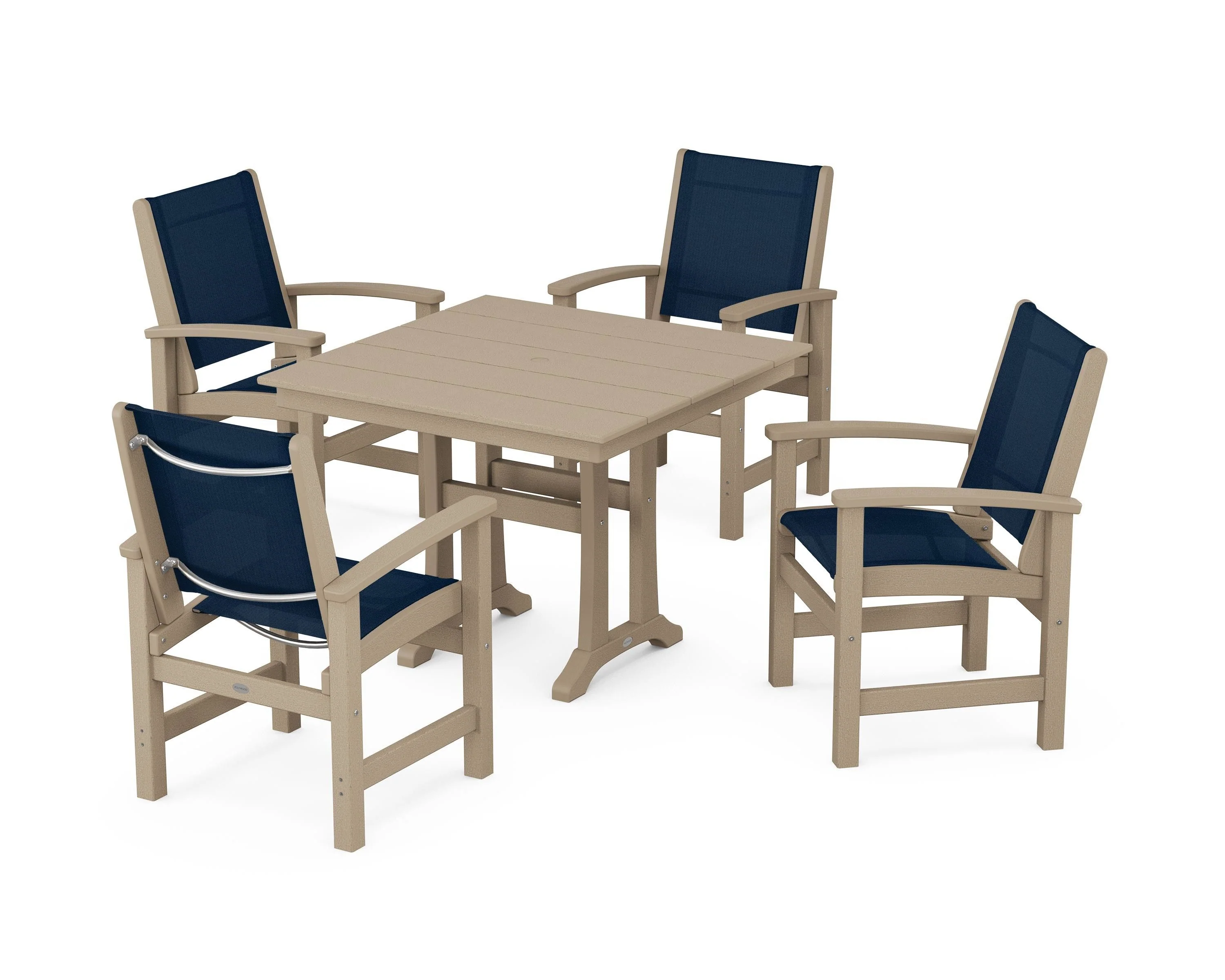 Coastal 5-Piece Farmhouse Dining Set With Trestle Legs - Image 82