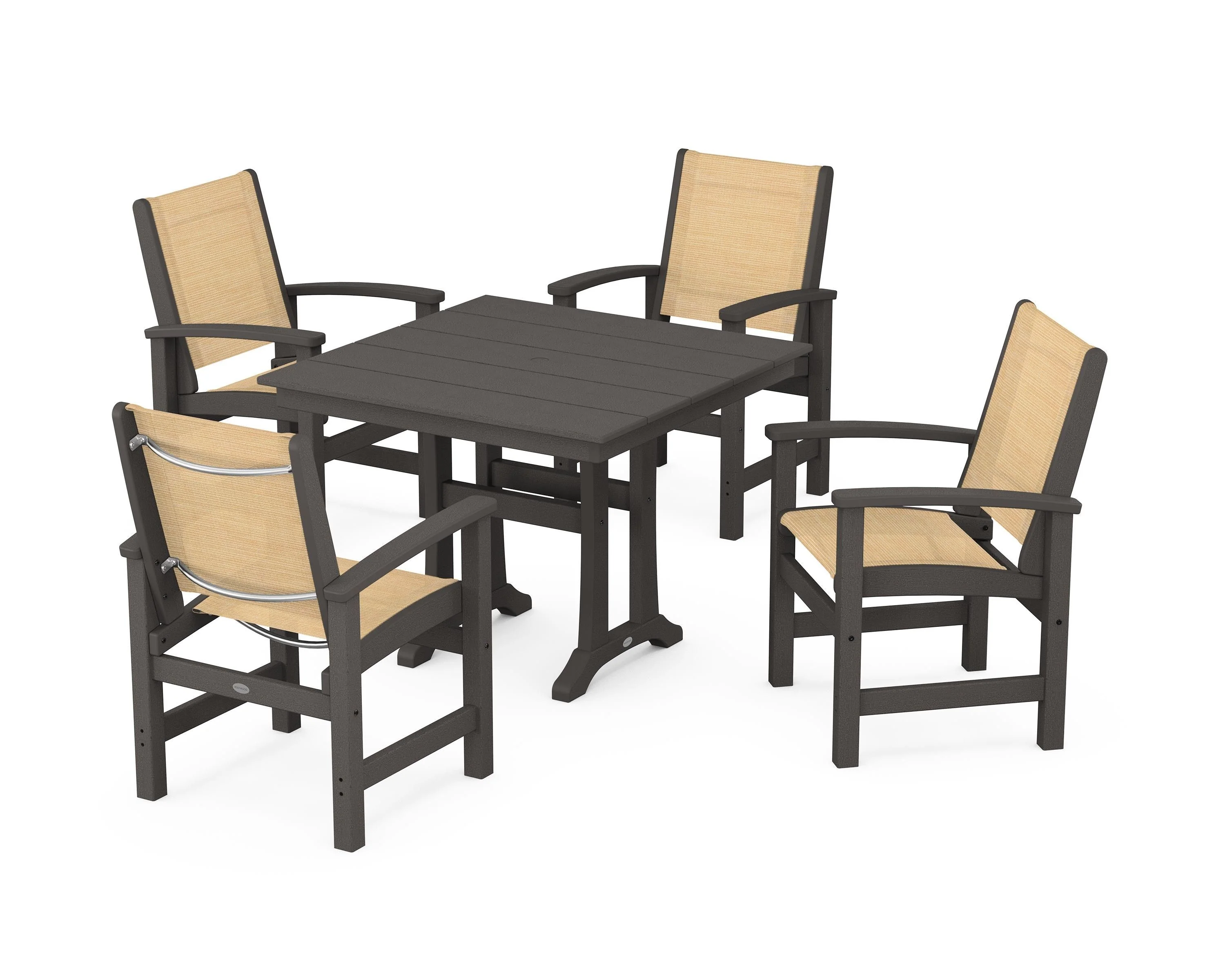 Coastal 5-Piece Farmhouse Dining Set With Trestle Legs - Image 83