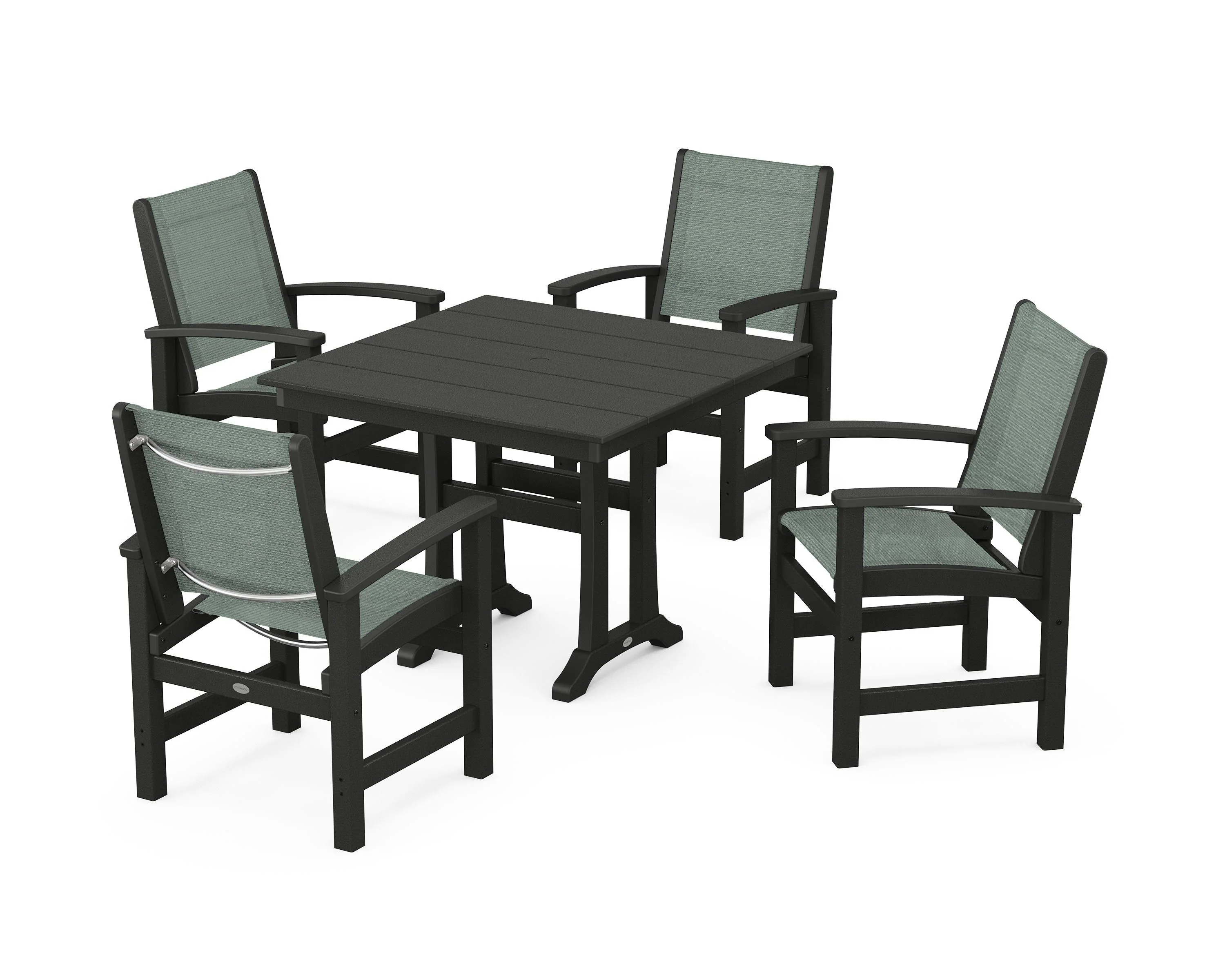 Coastal 5-Piece Farmhouse Dining Set With Trestle Legs - Image 86