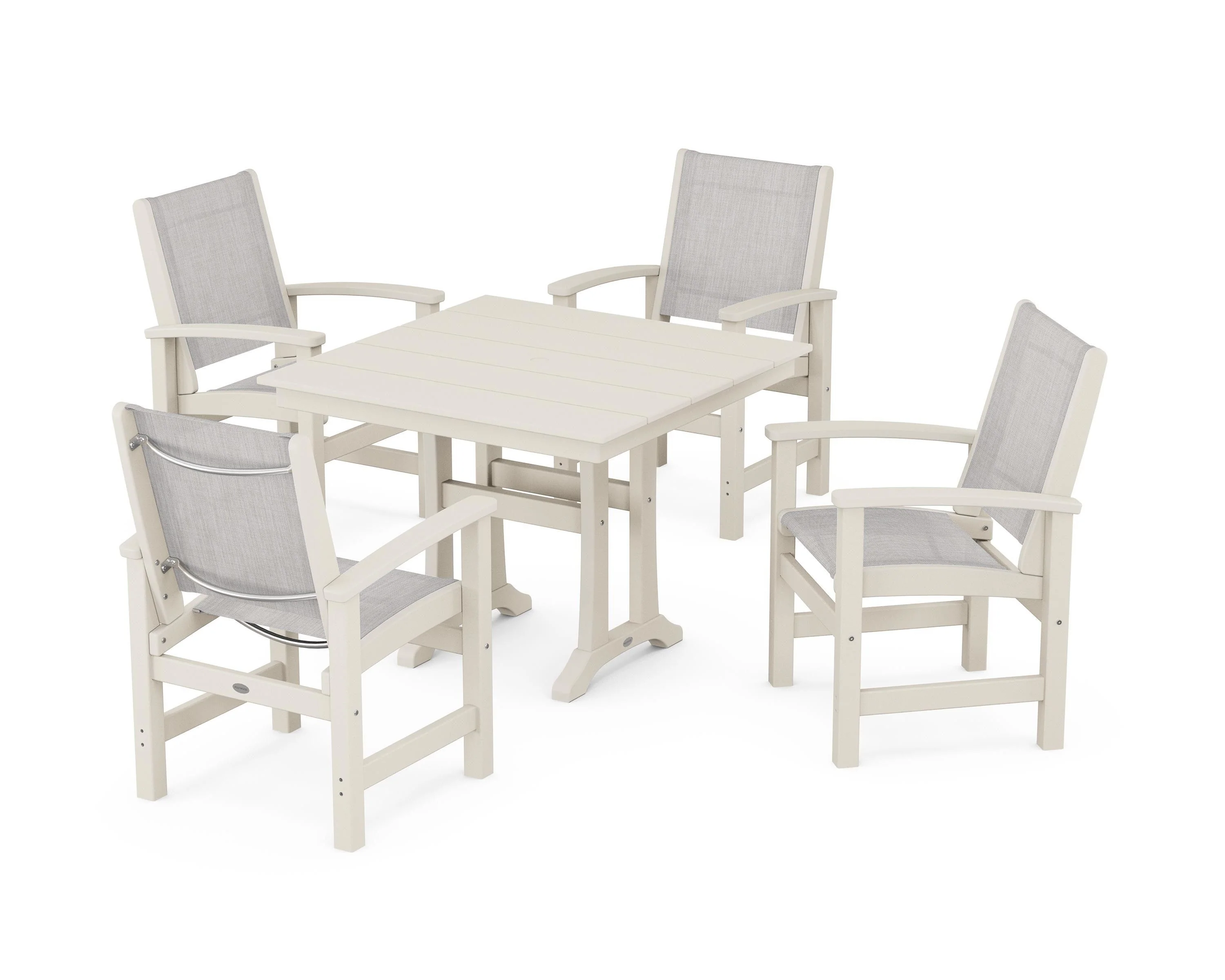 Coastal 5-Piece Farmhouse Dining Set With Trestle Legs - Image 88