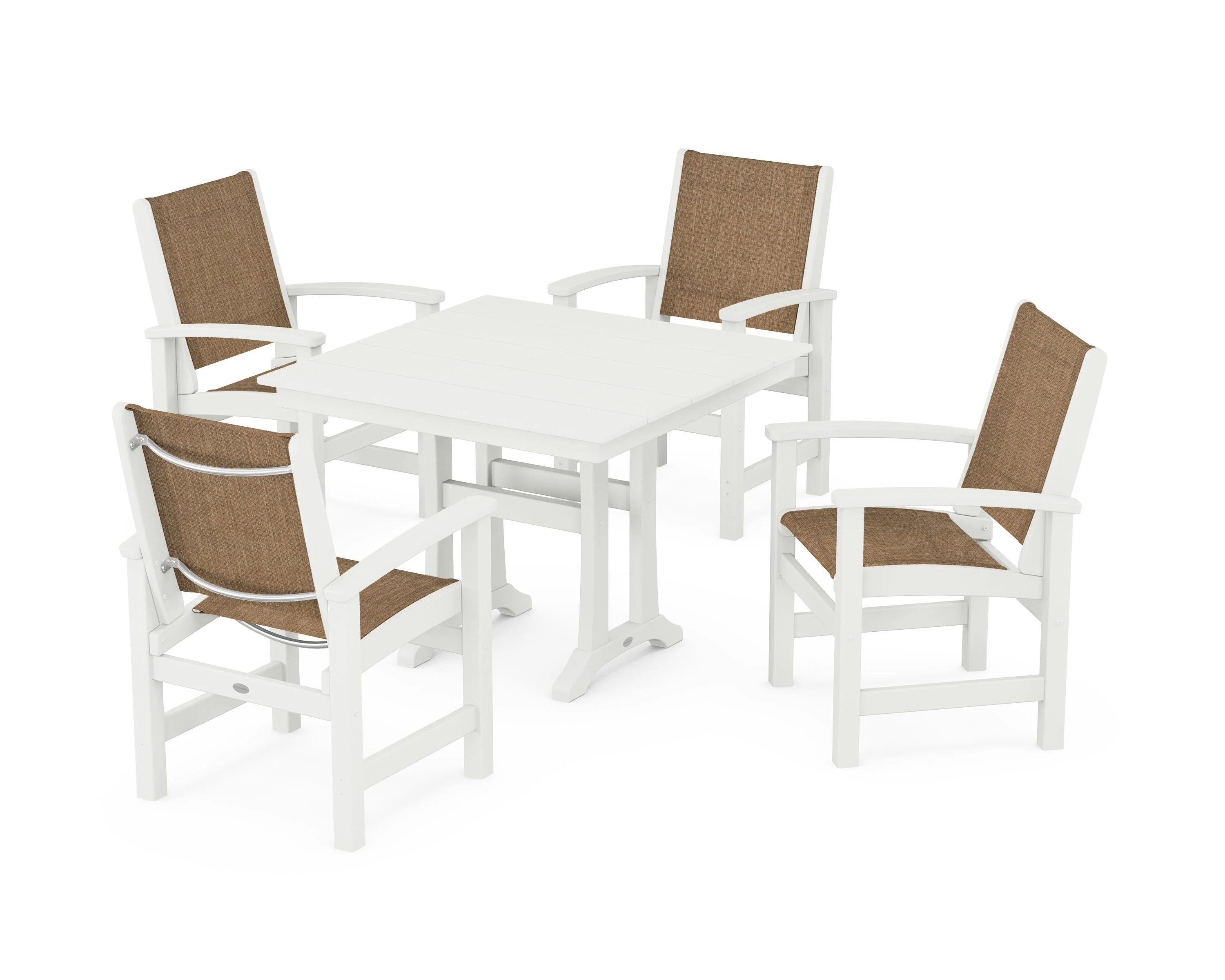 Coastal 5-Piece Farmhouse Dining Set With Trestle Legs - Image 9