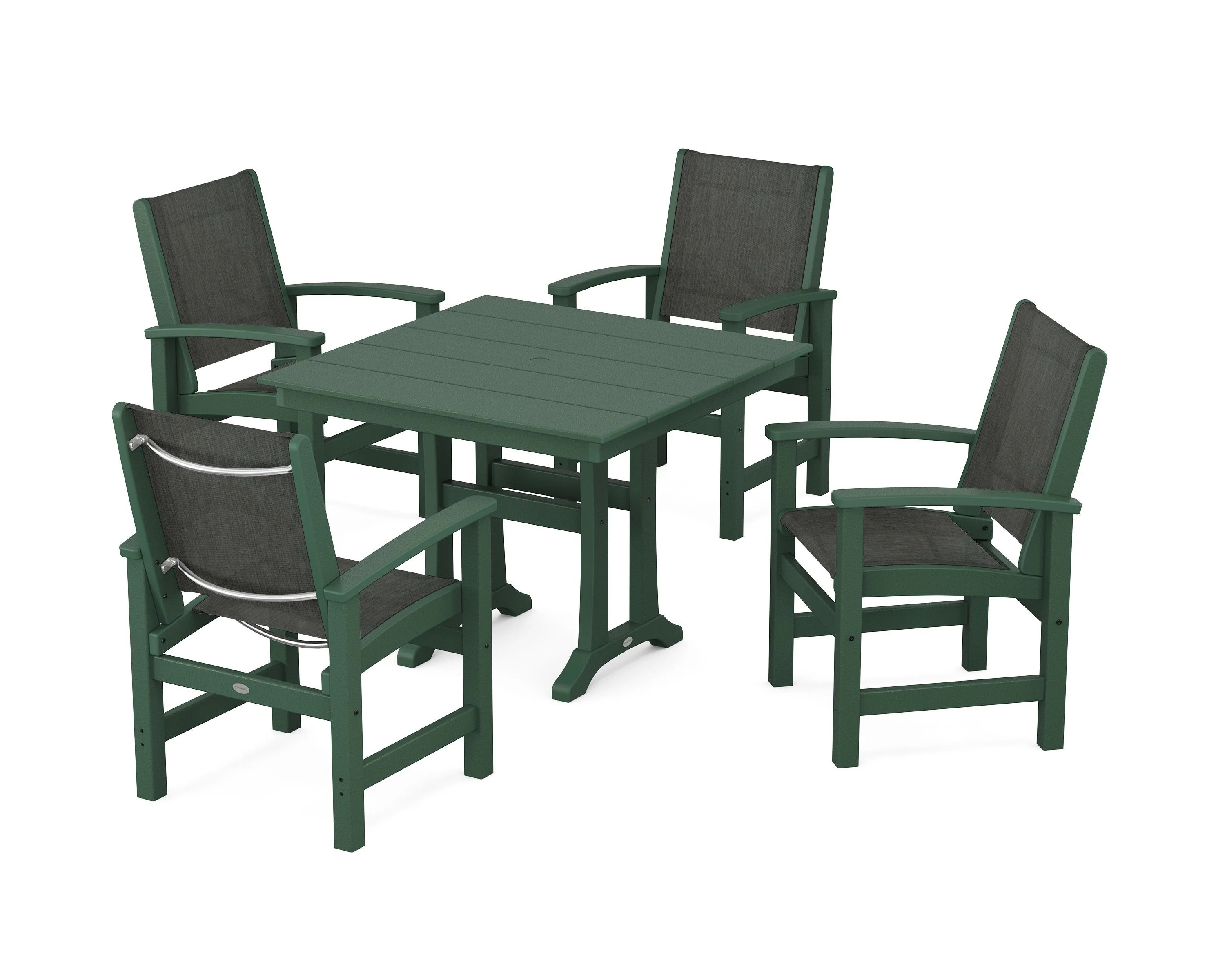 Coastal 5-Piece Farmhouse Dining Set With Trestle Legs - Image 90