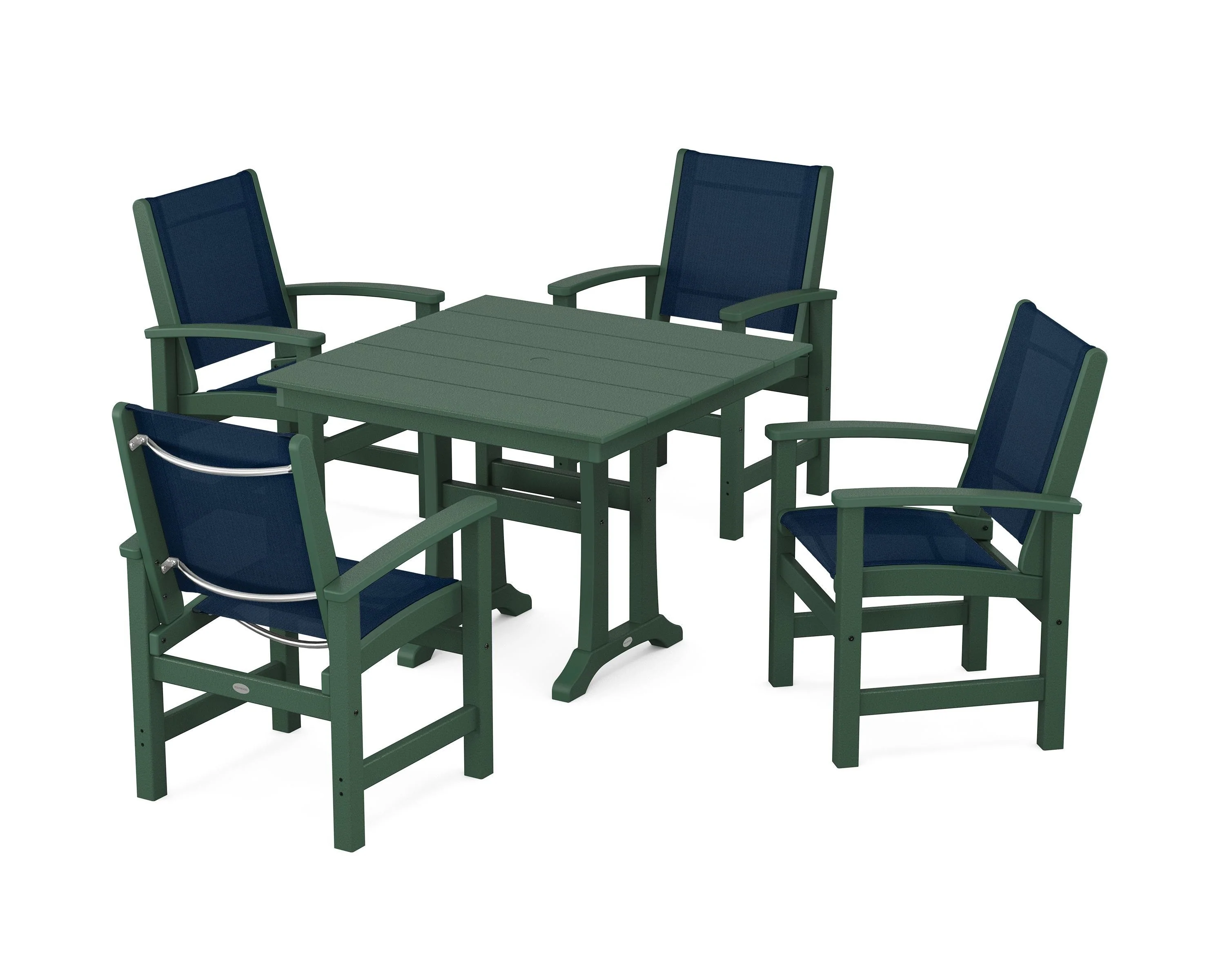 Coastal 5-Piece Farmhouse Dining Set With Trestle Legs - Image 91