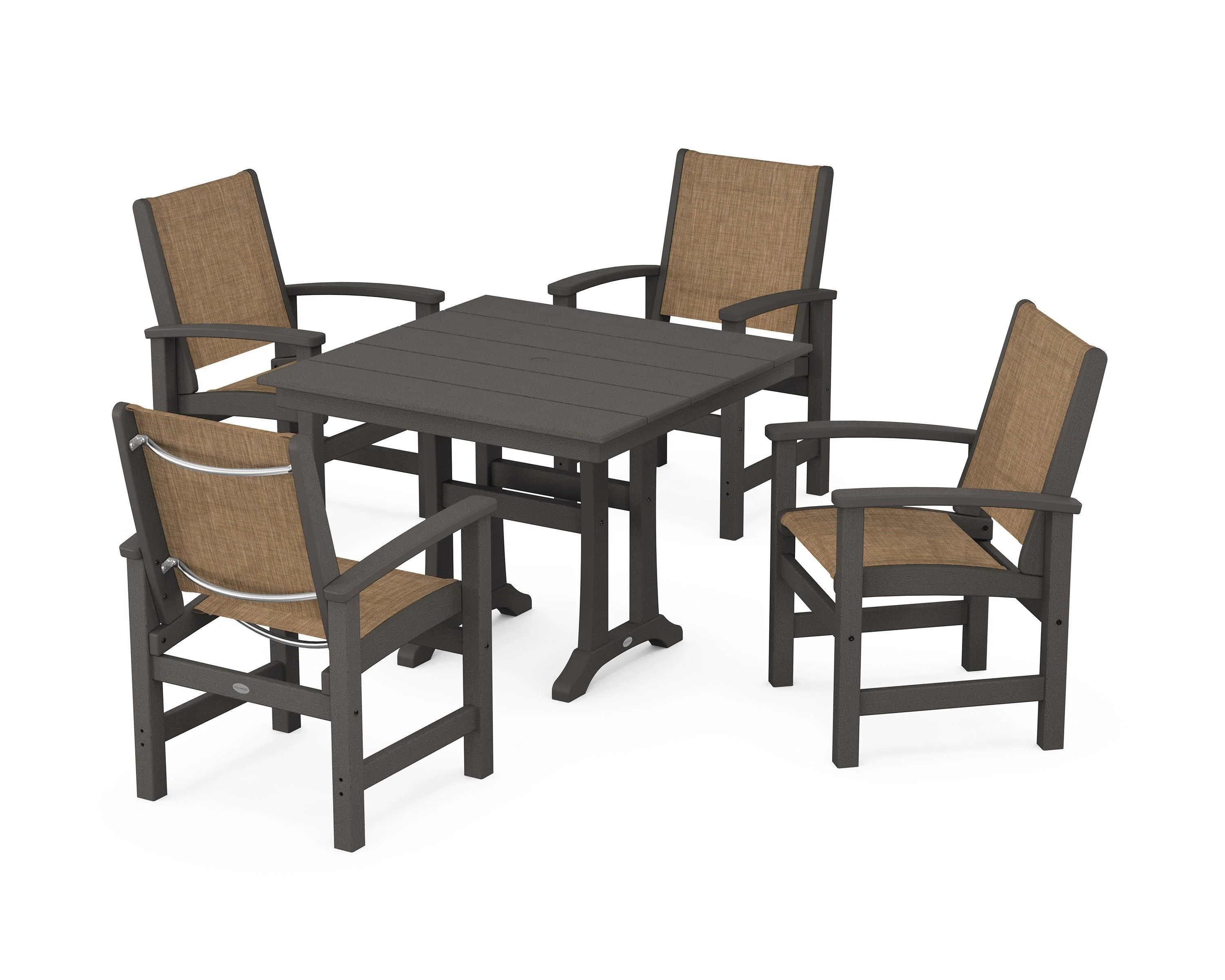Coastal 5-Piece Farmhouse Dining Set With Trestle Legs - Image 92