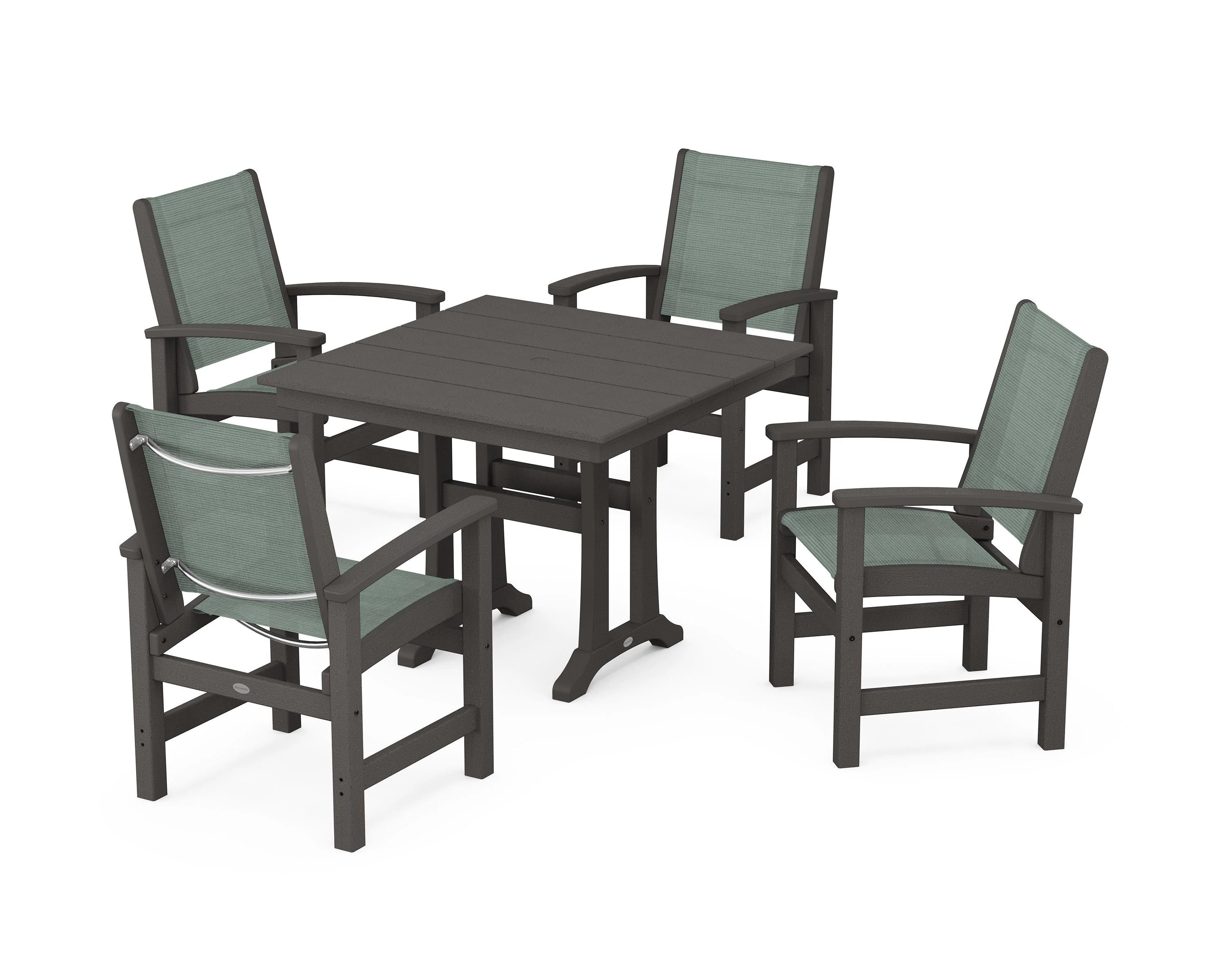 Coastal 5-Piece Farmhouse Dining Set With Trestle Legs - Image 95