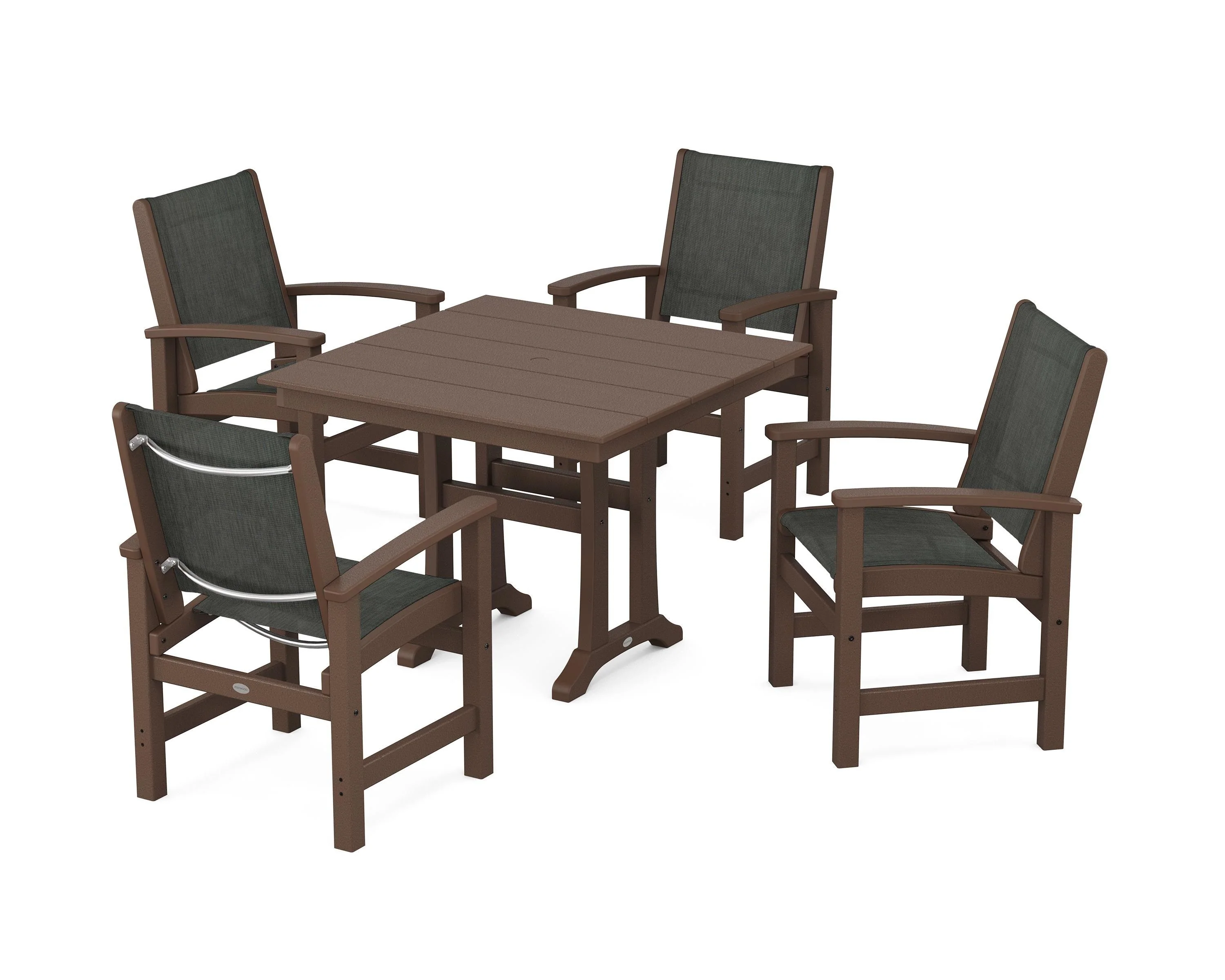 Coastal 5-Piece Farmhouse Dining Set With Trestle Legs - Image 96