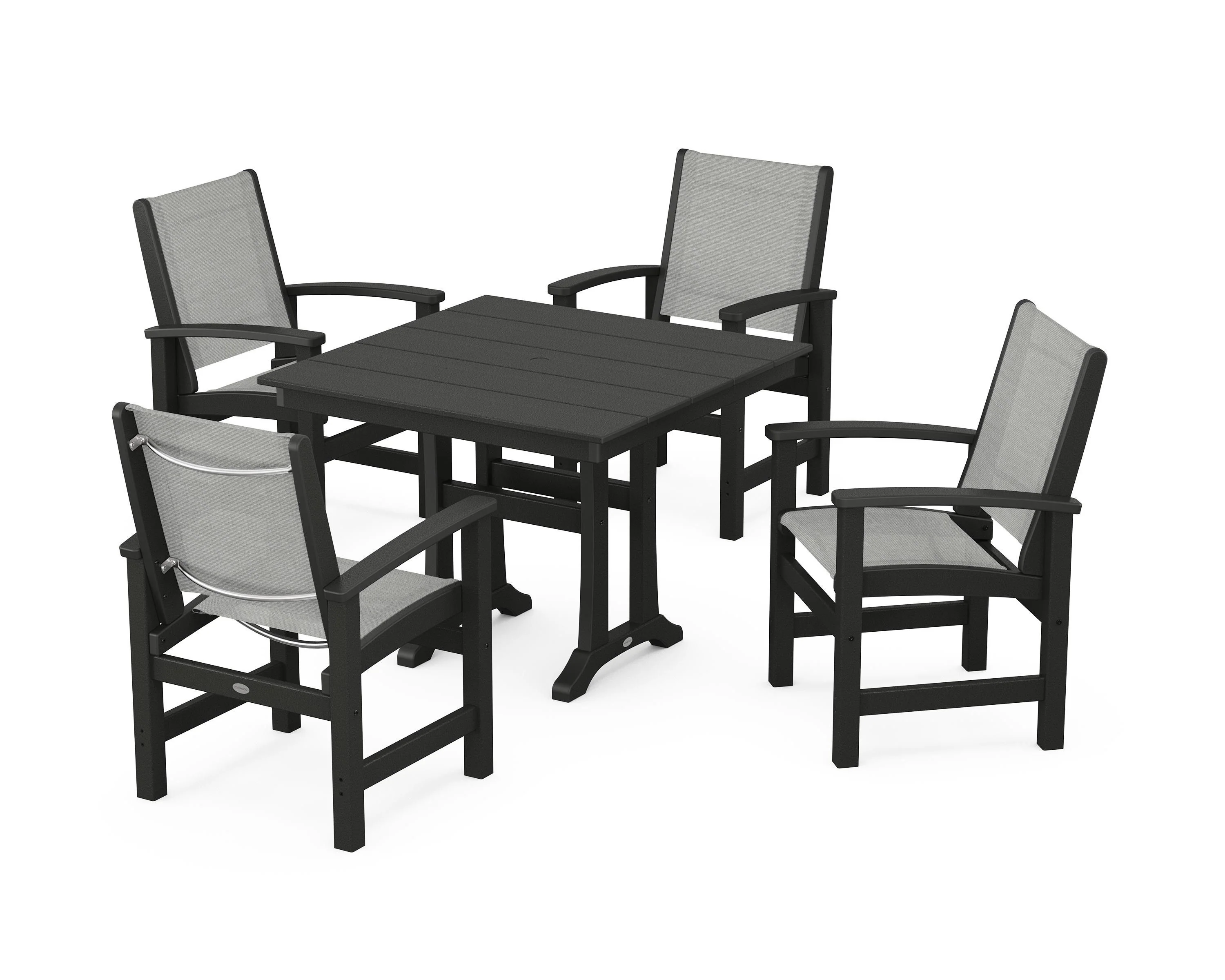 Coastal 5-Piece Farmhouse Dining Set With Trestle Legs - Image 97