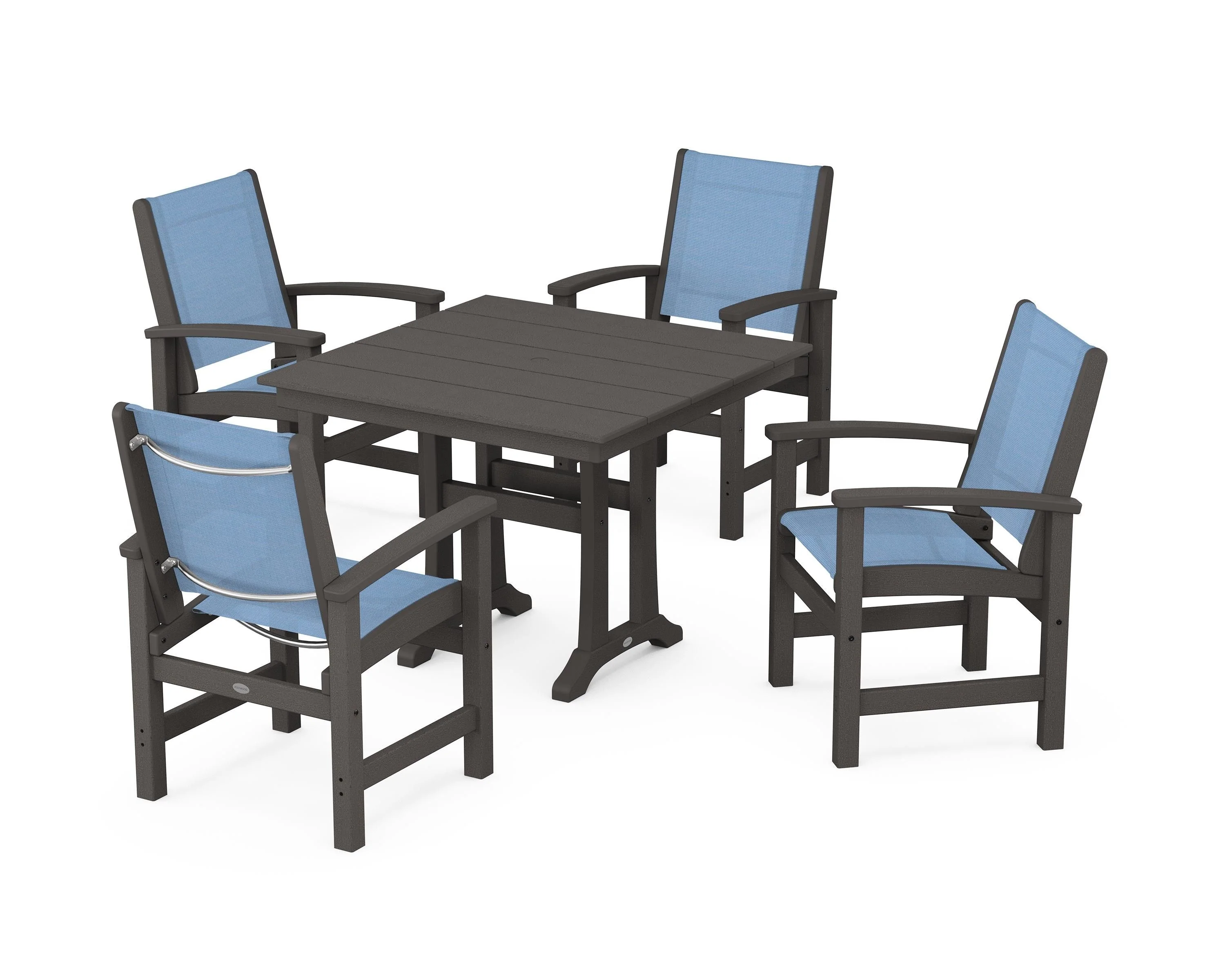 Coastal 5-Piece Farmhouse Dining Set With Trestle Legs - Image 98