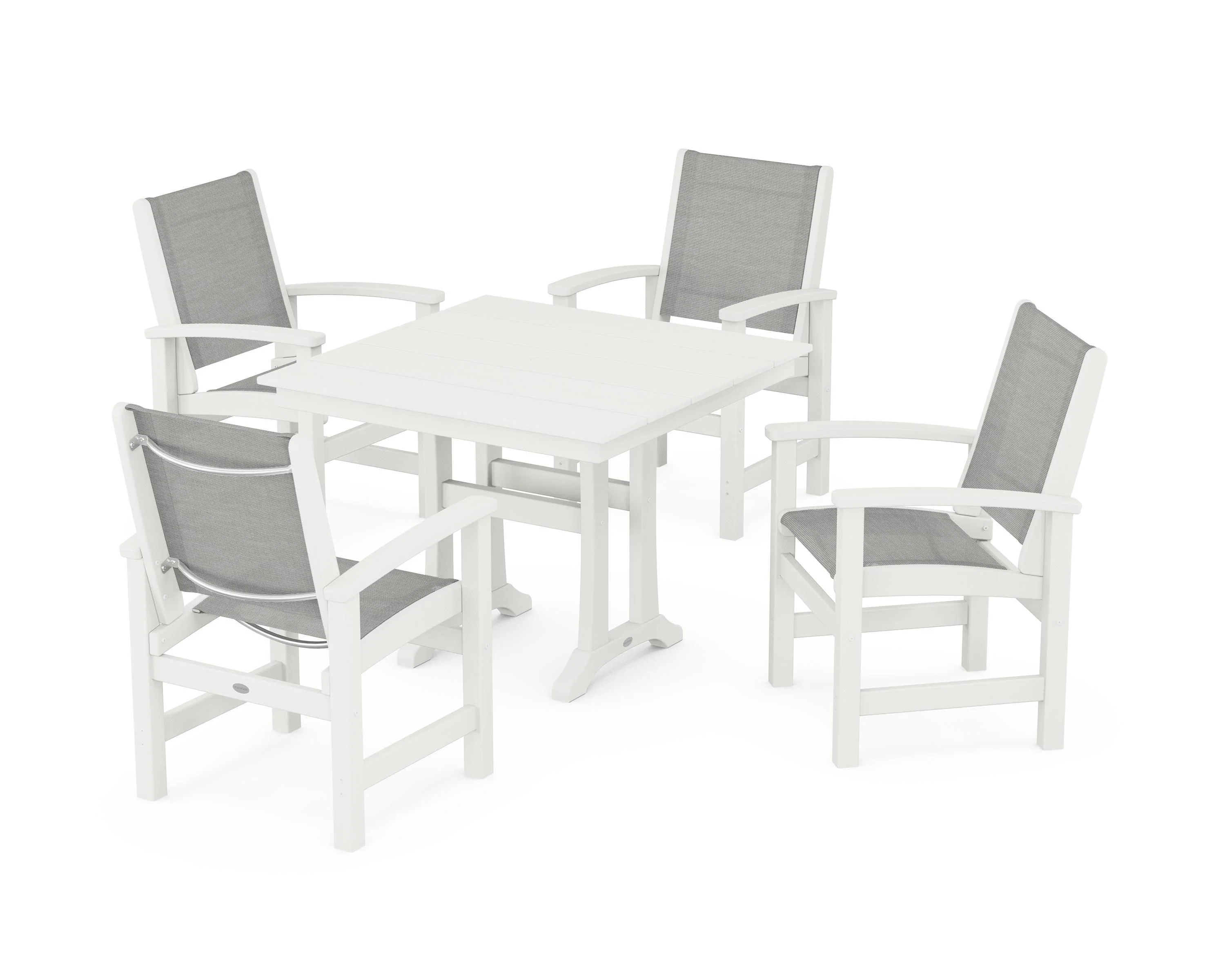 Coastal 5-Piece Farmhouse Dining Set With Trestle Legs - Image 99