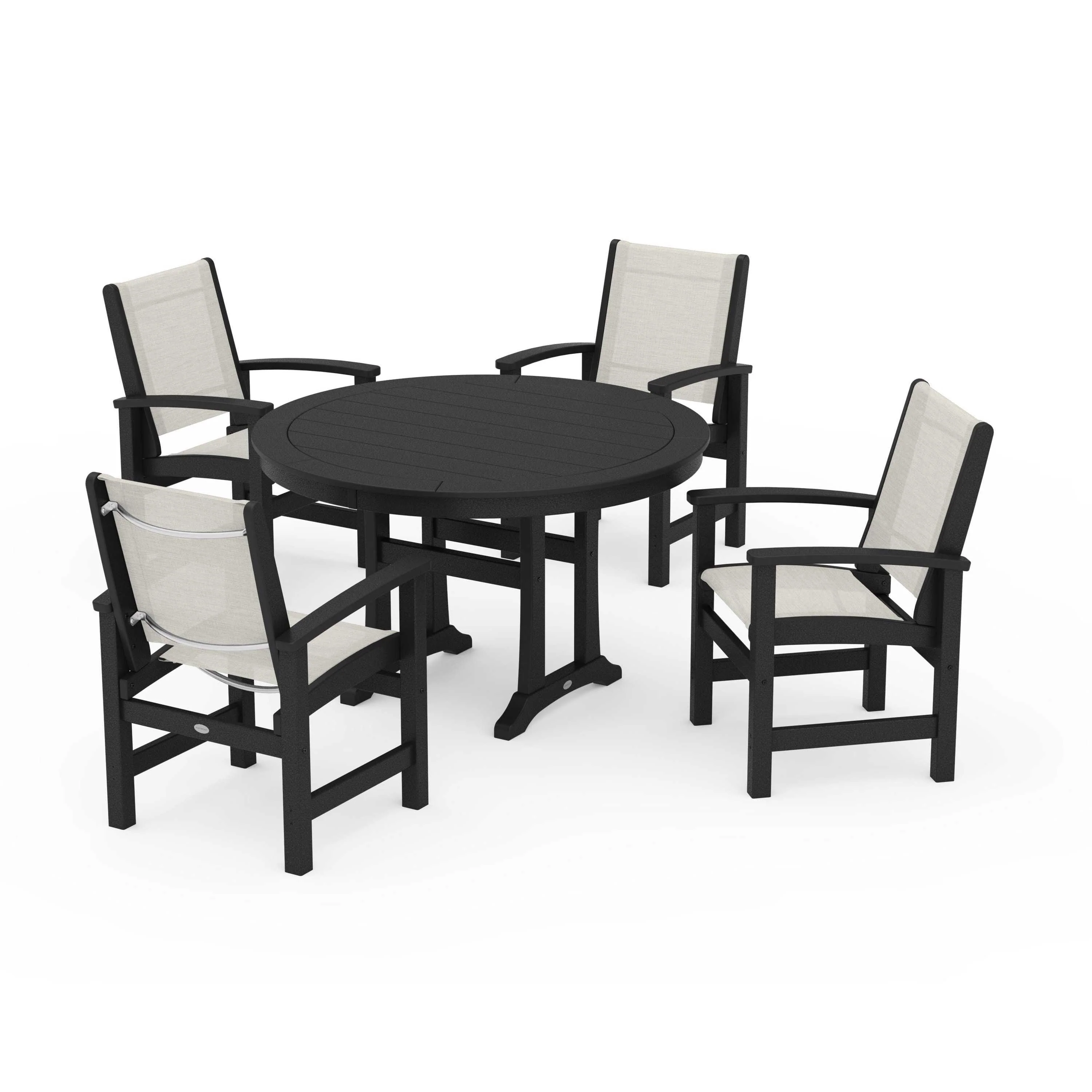 Coastal 5-Piece Round Dining Set with Trestle Legs - Image 104
