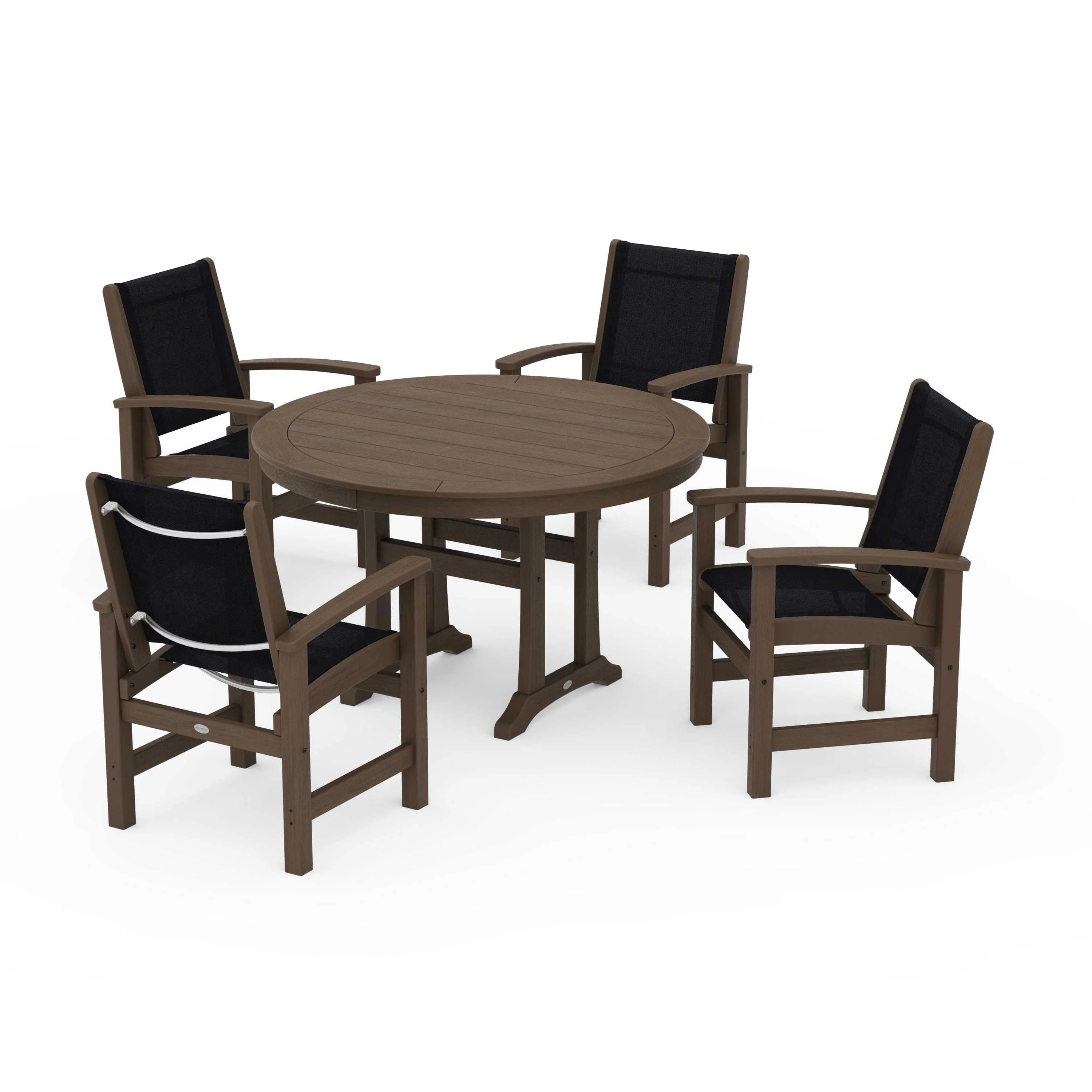 Coastal 5-Piece Round Dining Set with Trestle Legs - Image 105