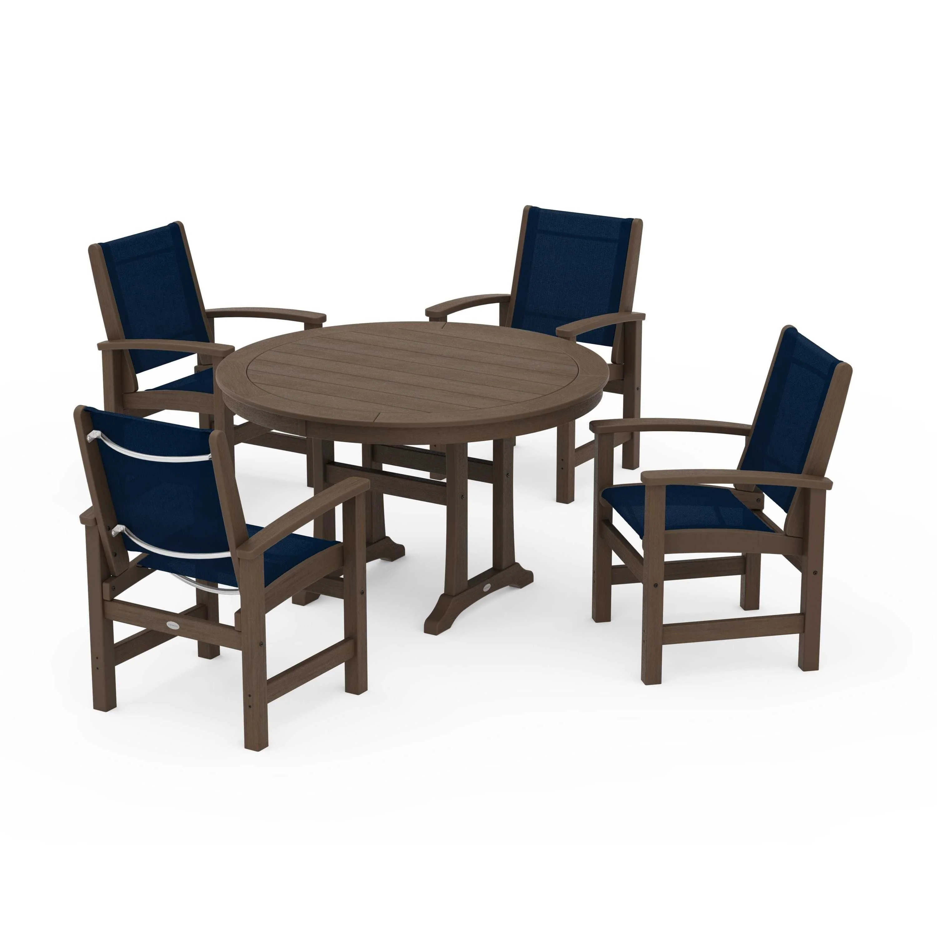 Coastal 5-Piece Round Dining Set with Trestle Legs - Image 107