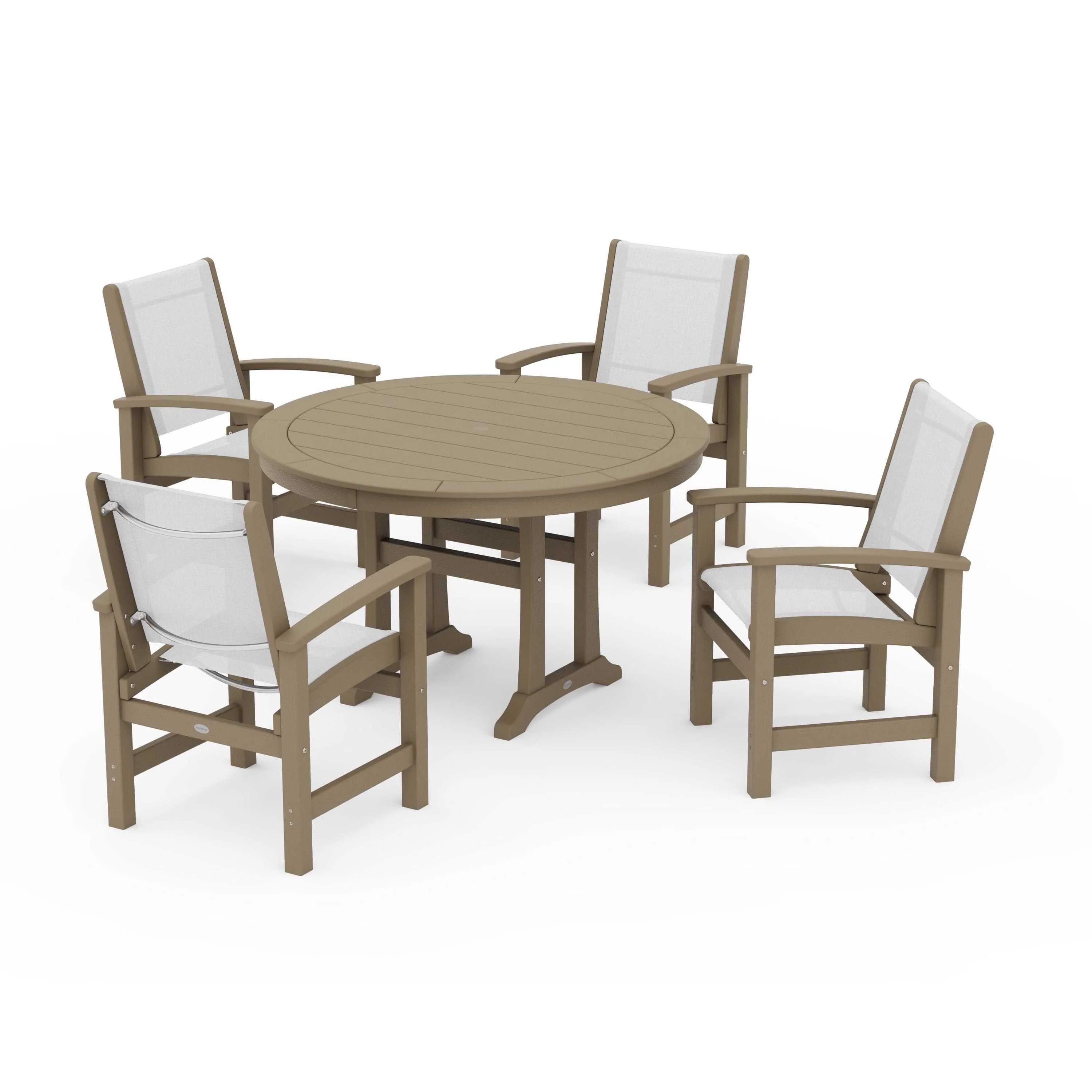 Coastal 5-Piece Round Dining Set with Trestle Legs - Image 111