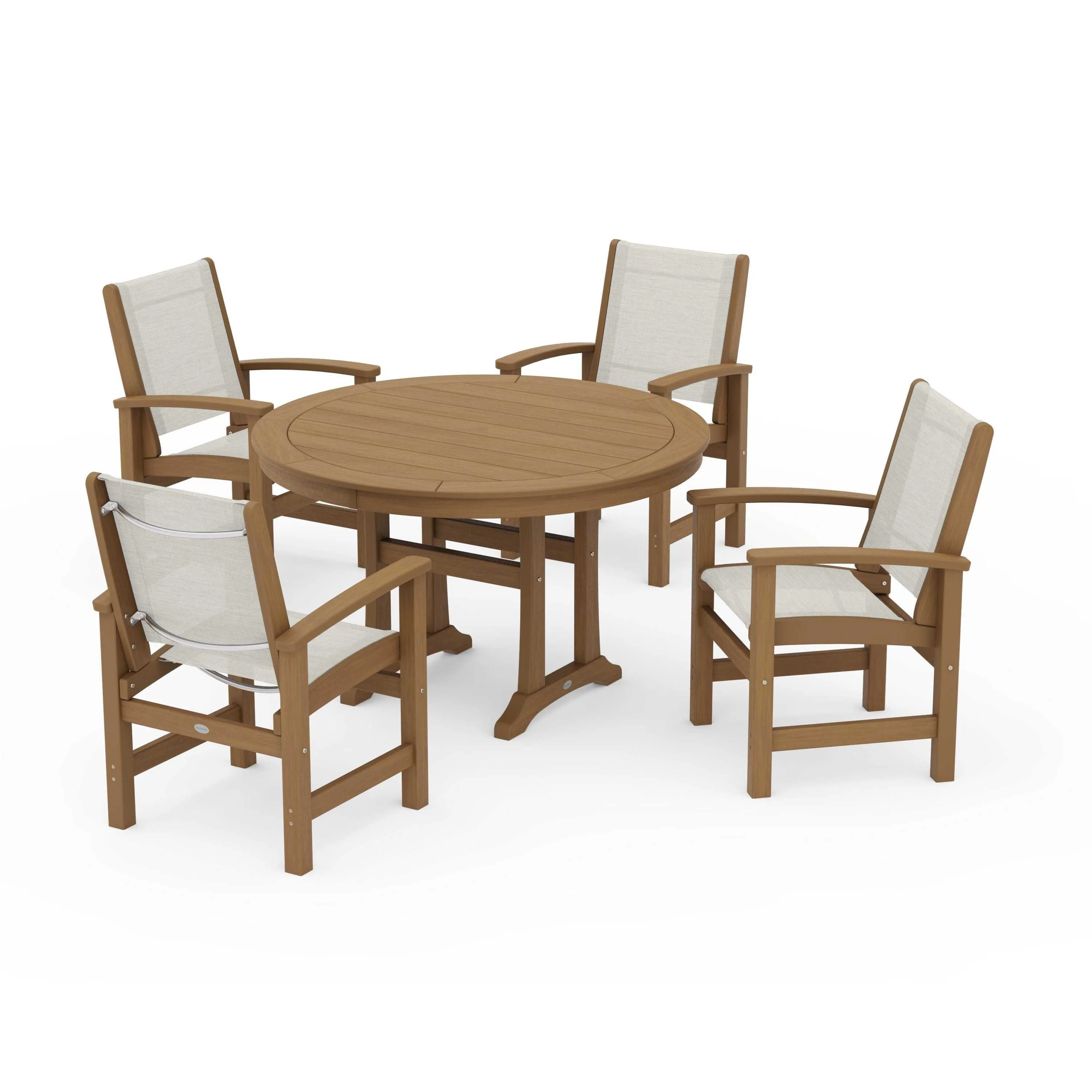 Coastal 5-Piece Round Dining Set with Trestle Legs - Image 115