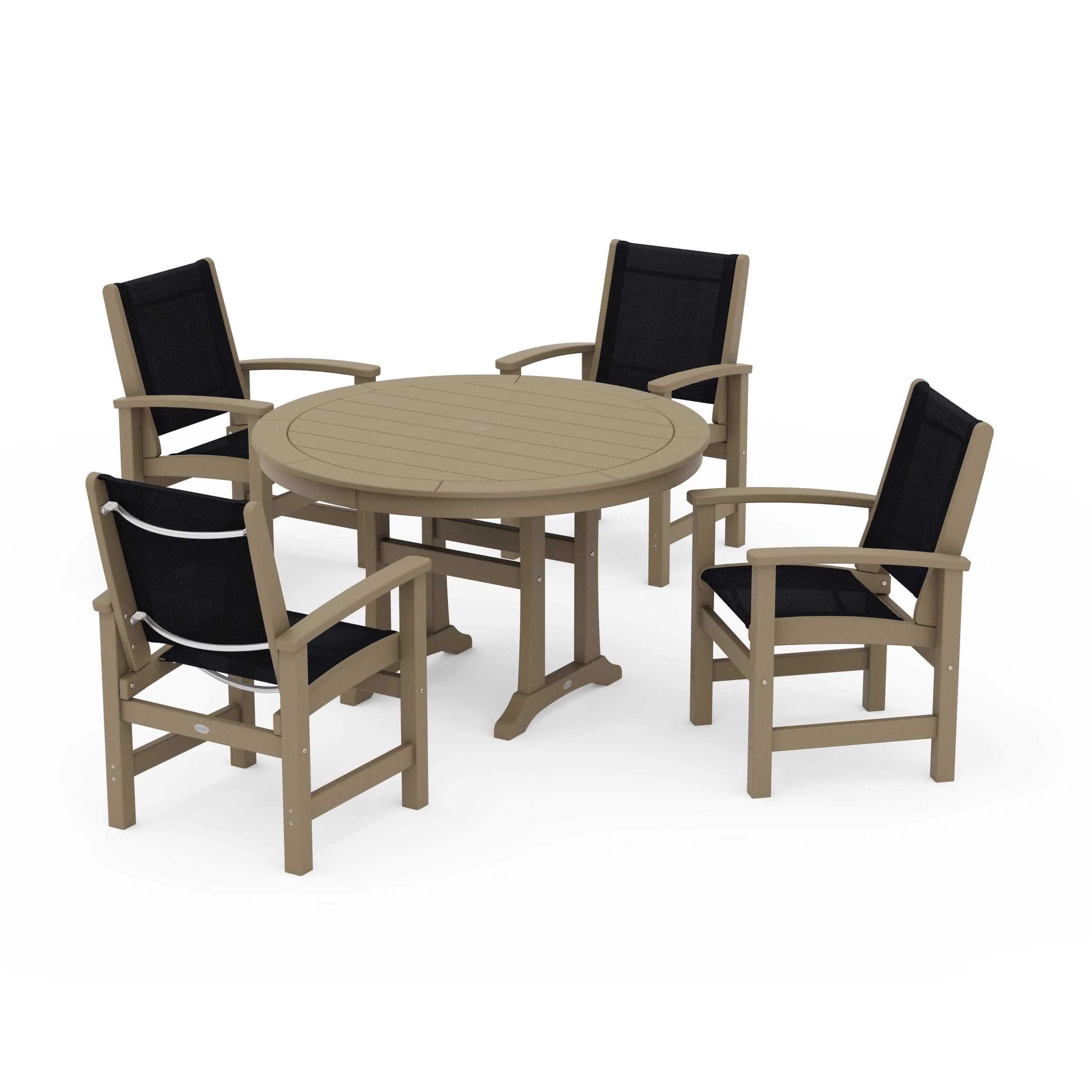 Coastal 5-Piece Round Dining Set with Trestle Legs - Image 12