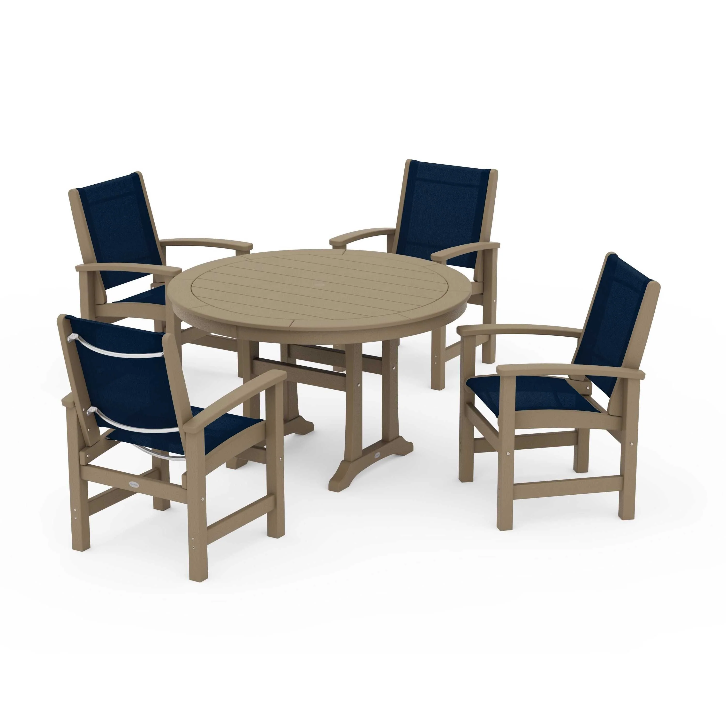 Coastal 5-Piece Round Dining Set with Trestle Legs - Image 120