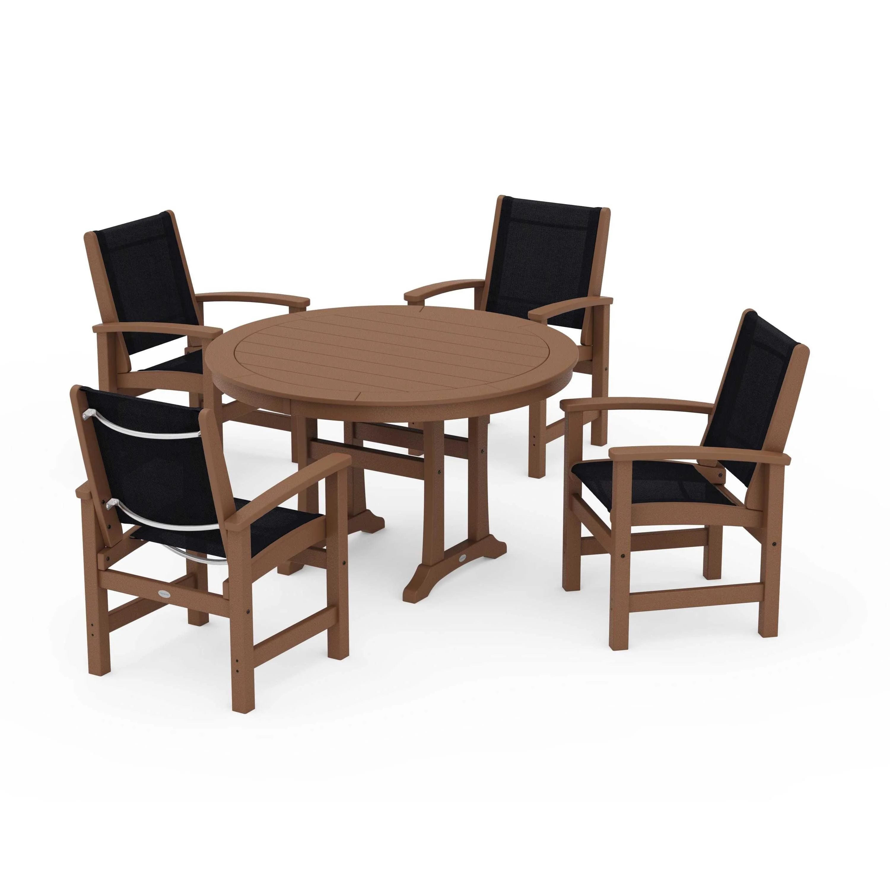 Coastal 5-Piece Round Dining Set with Trestle Legs - Image 124