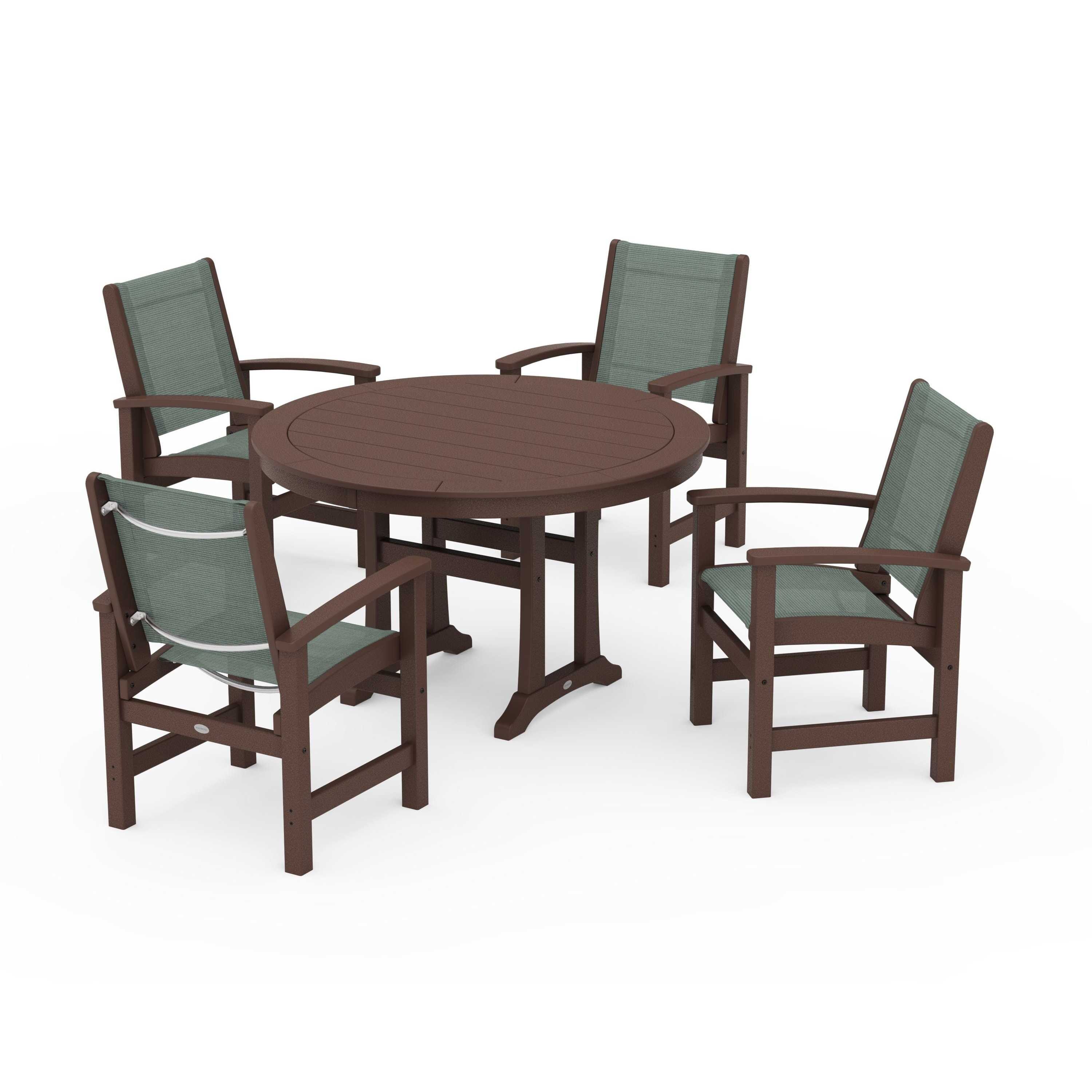 Coastal 5-Piece Round Dining Set with Trestle Legs - Image 127