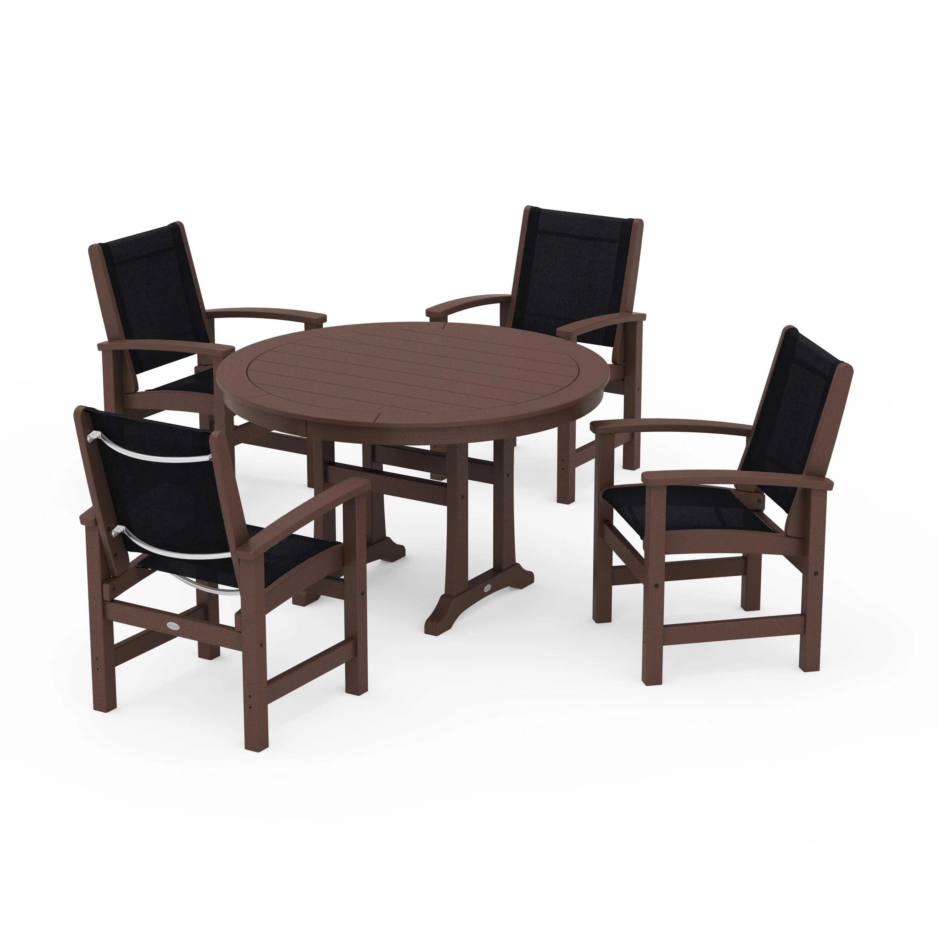 Coastal 5-Piece Round Dining Set with Trestle Legs - Image 13