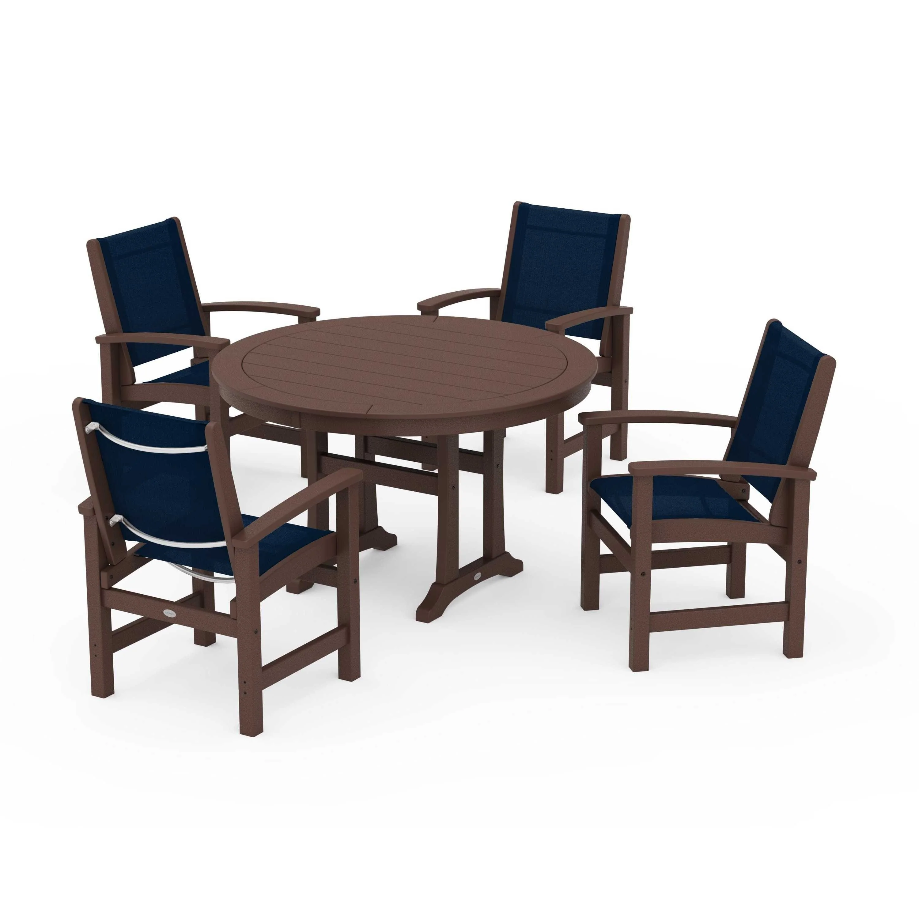 Coastal 5-Piece Round Dining Set with Trestle Legs - Image 133