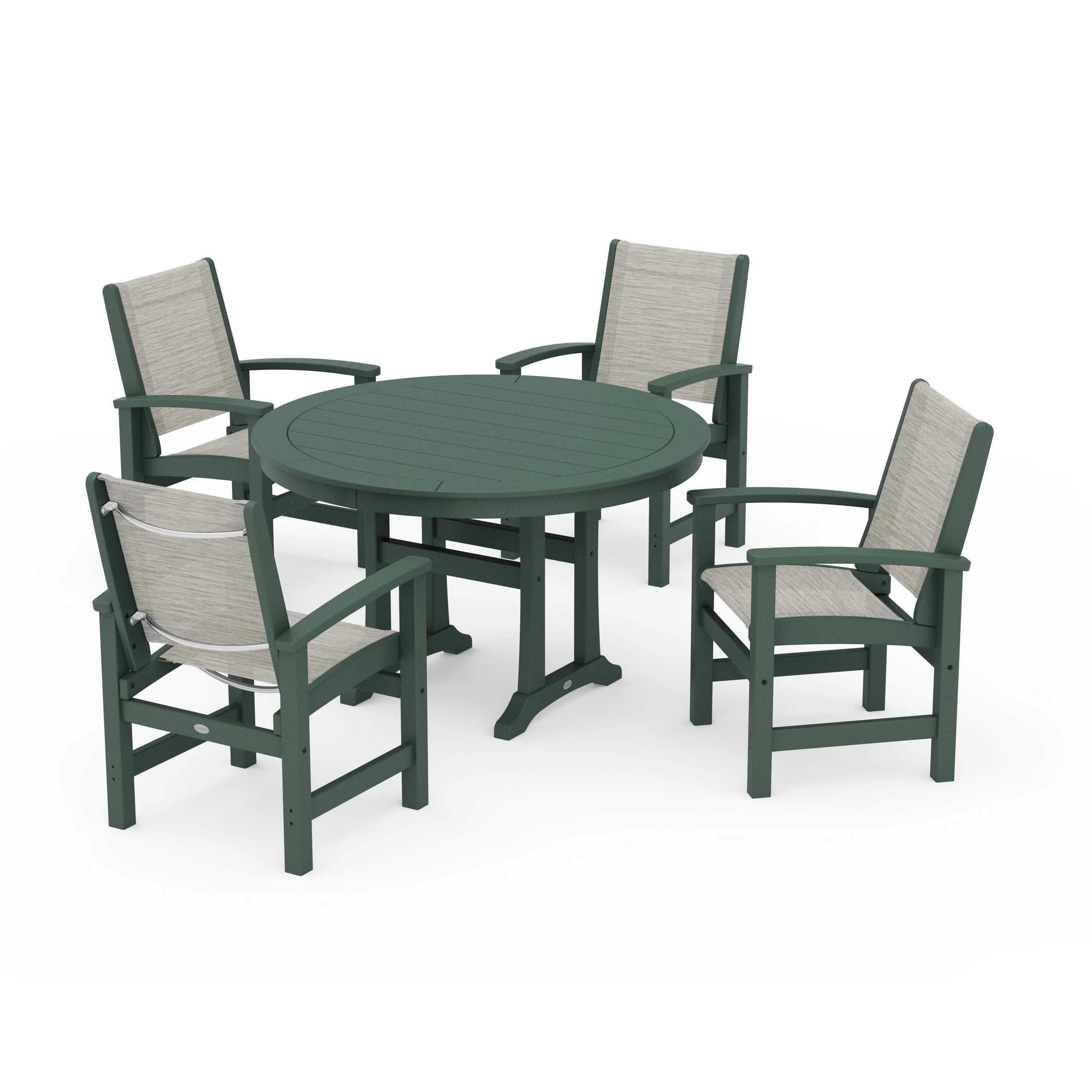 Coastal 5-Piece Round Dining Set with Trestle Legs - Image 135