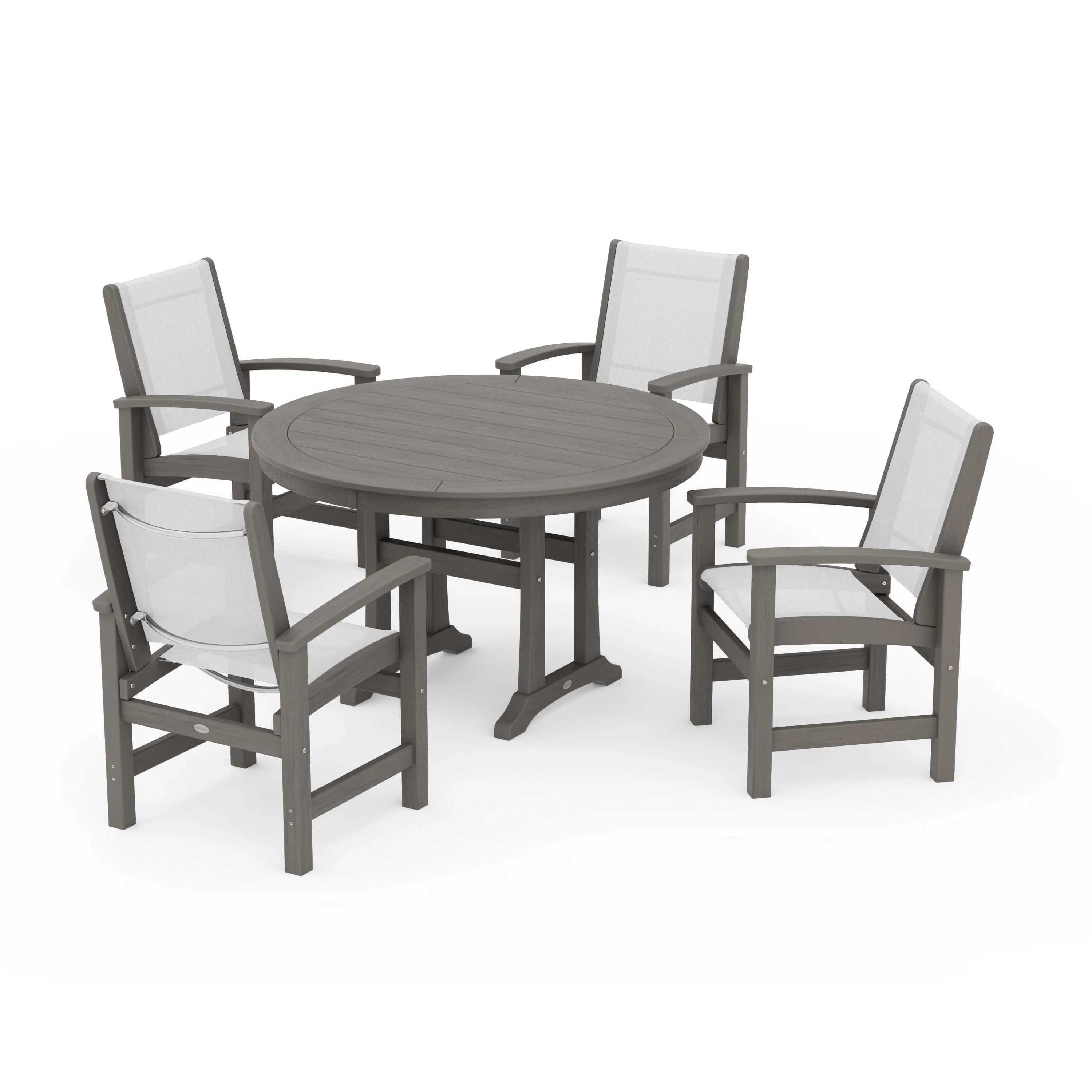 Coastal 5-Piece Round Dining Set with Trestle Legs - Image 136
