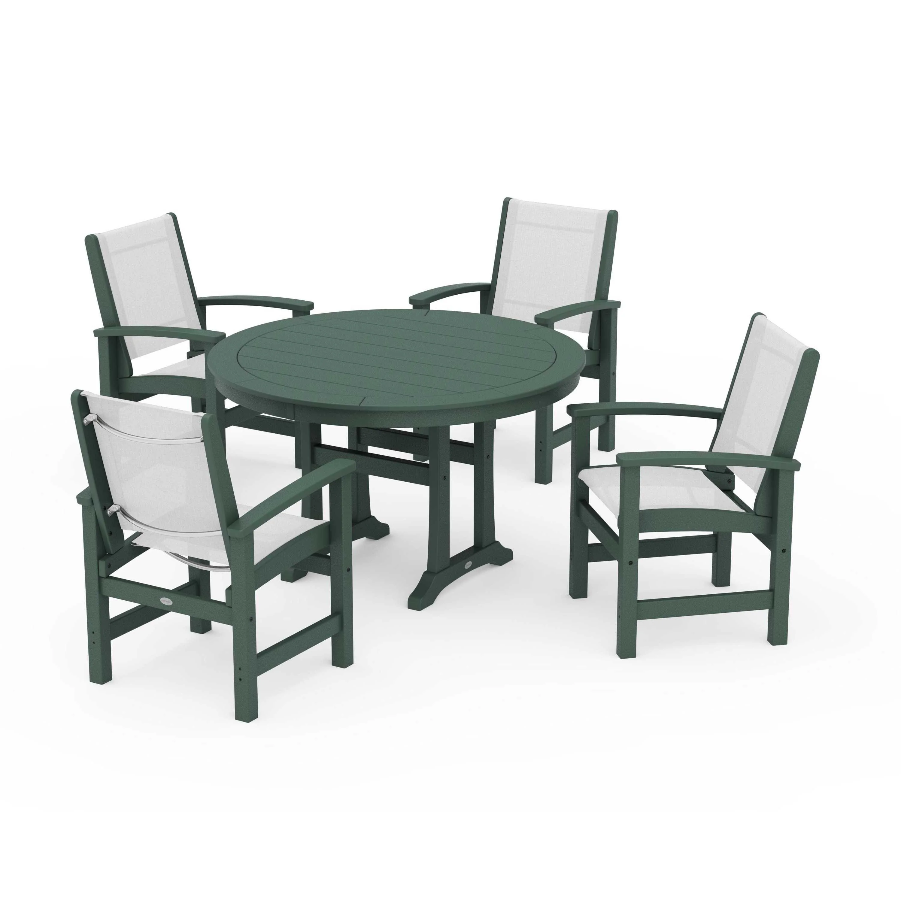 Coastal 5-Piece Round Dining Set with Trestle Legs - Image 139