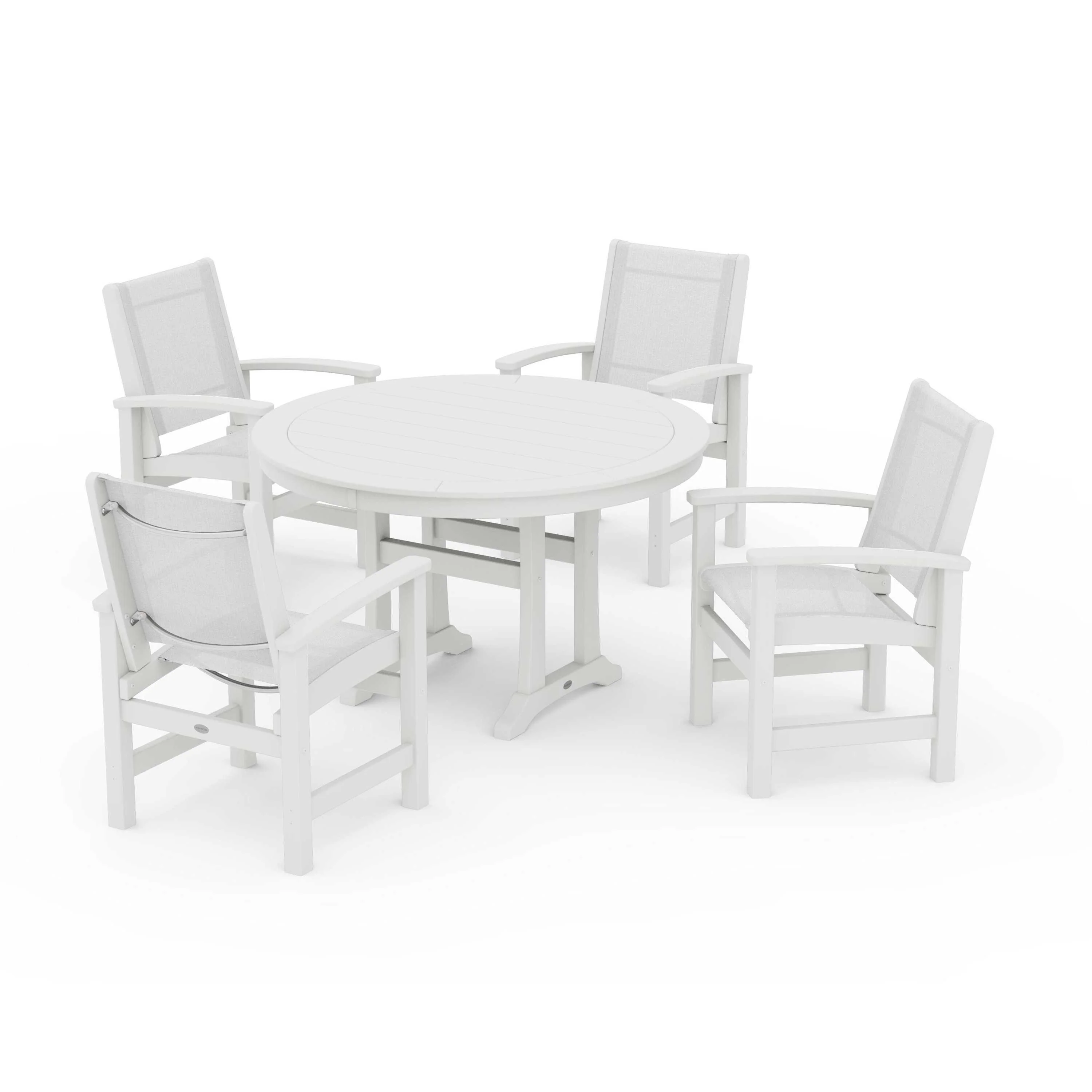 Coastal 5-Piece Round Dining Set with Trestle Legs - Image 14