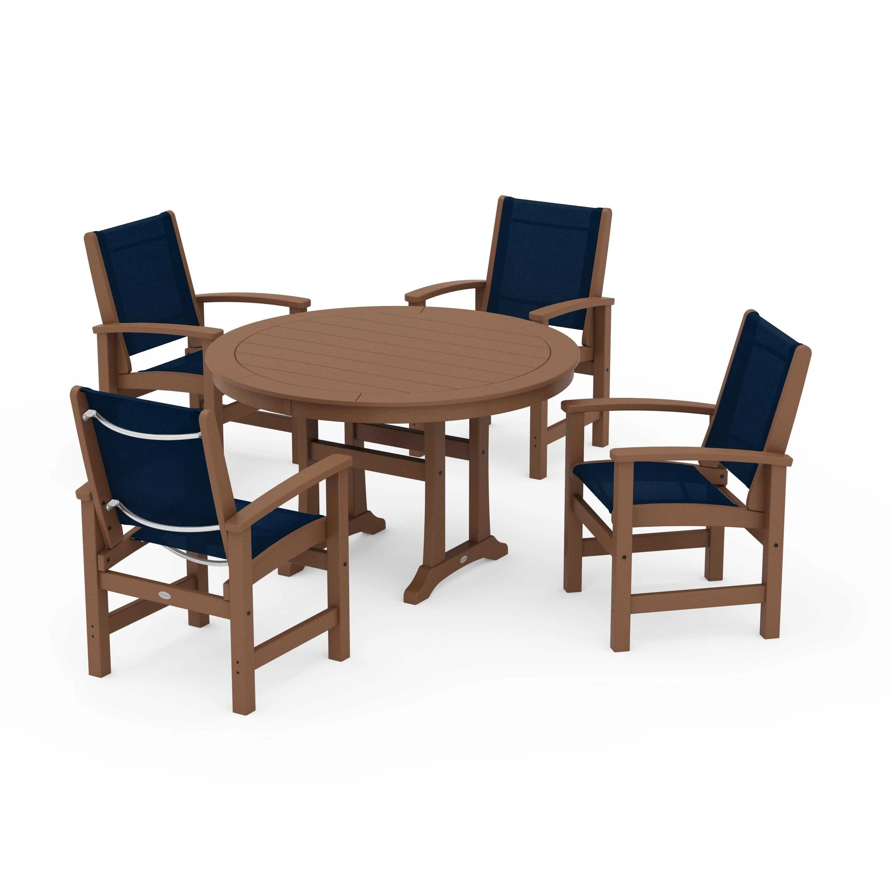 Coastal 5-Piece Round Dining Set with Trestle Legs - Image 19