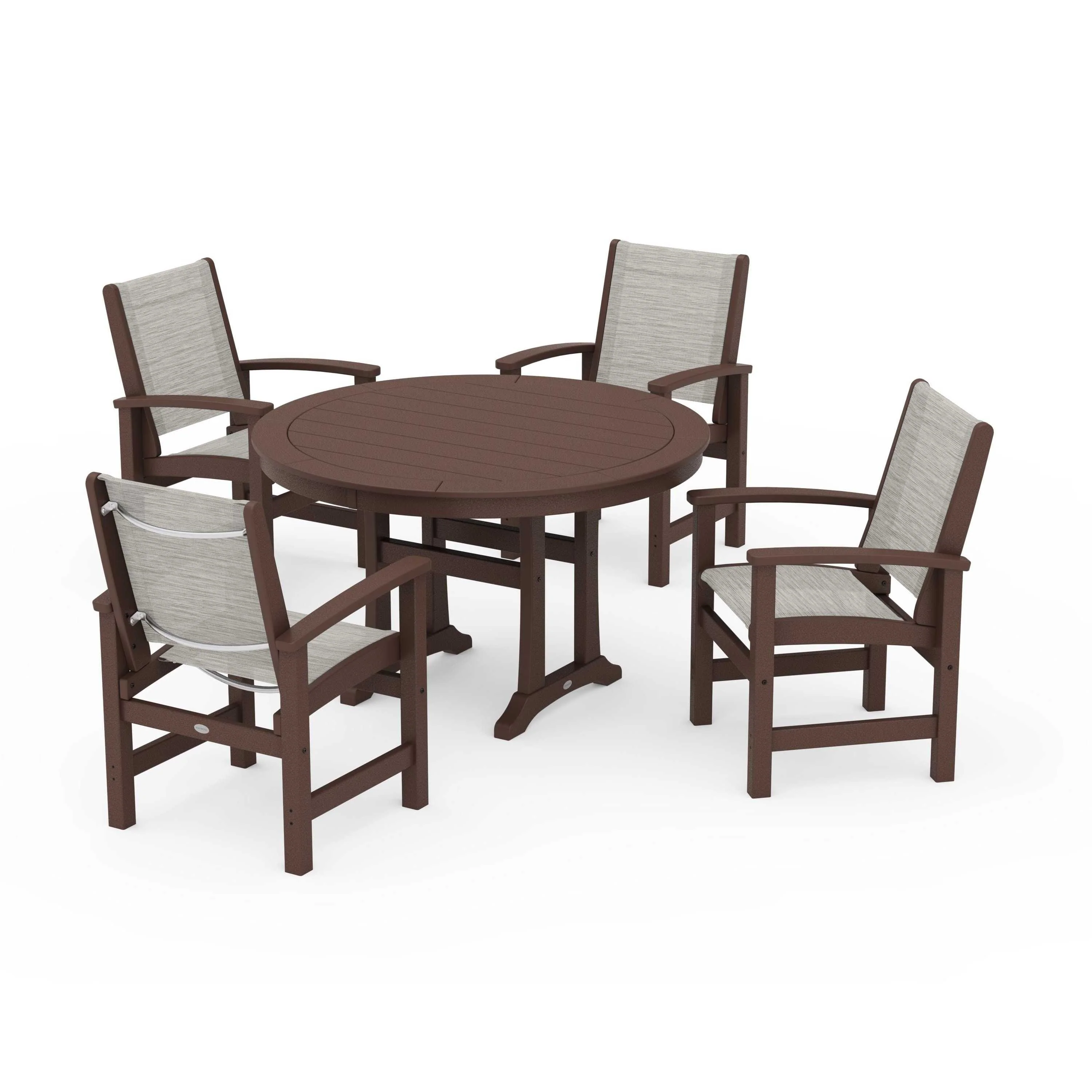 Coastal 5-Piece Round Dining Set with Trestle Legs - Image 21