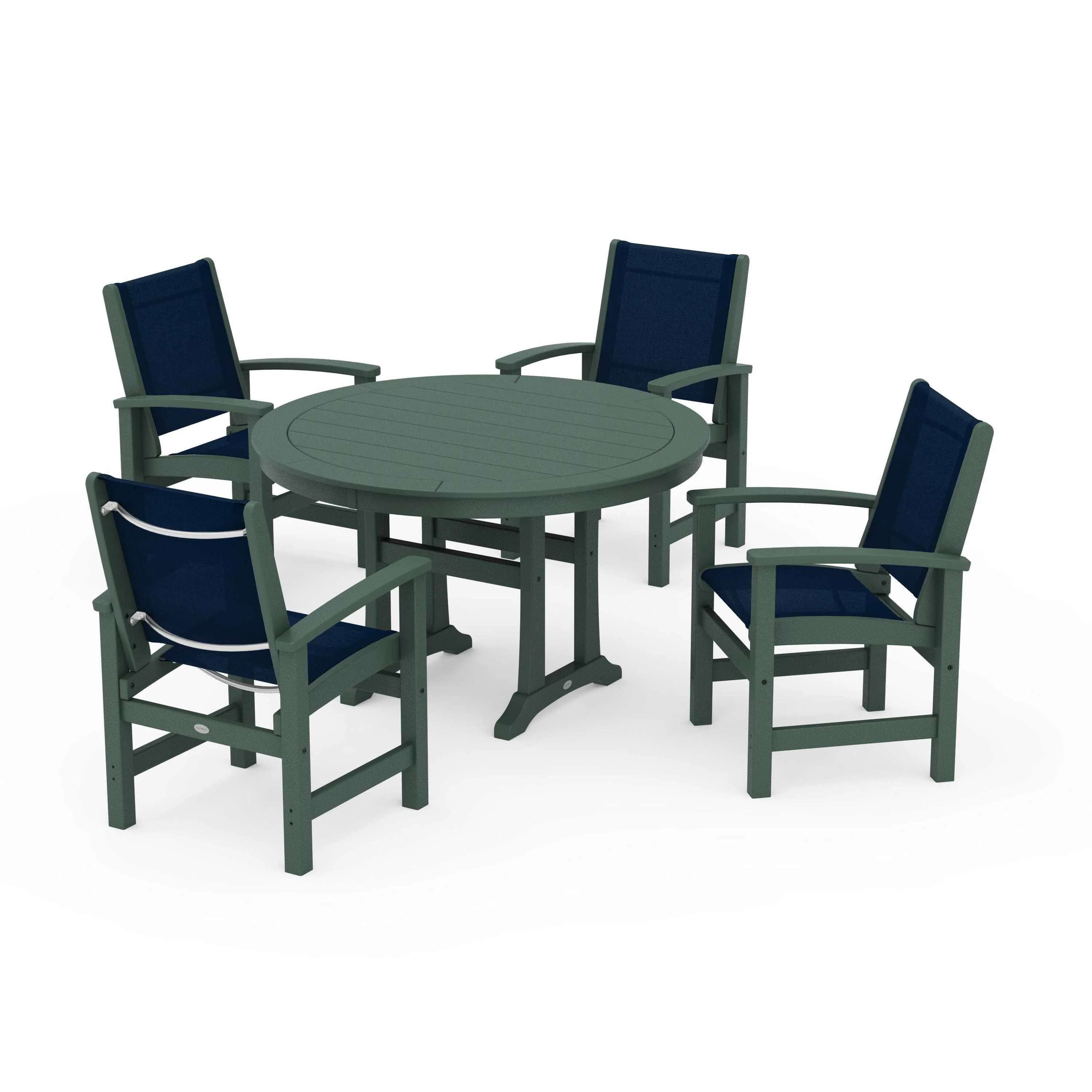 Coastal 5-Piece Round Dining Set with Trestle Legs - Image 22