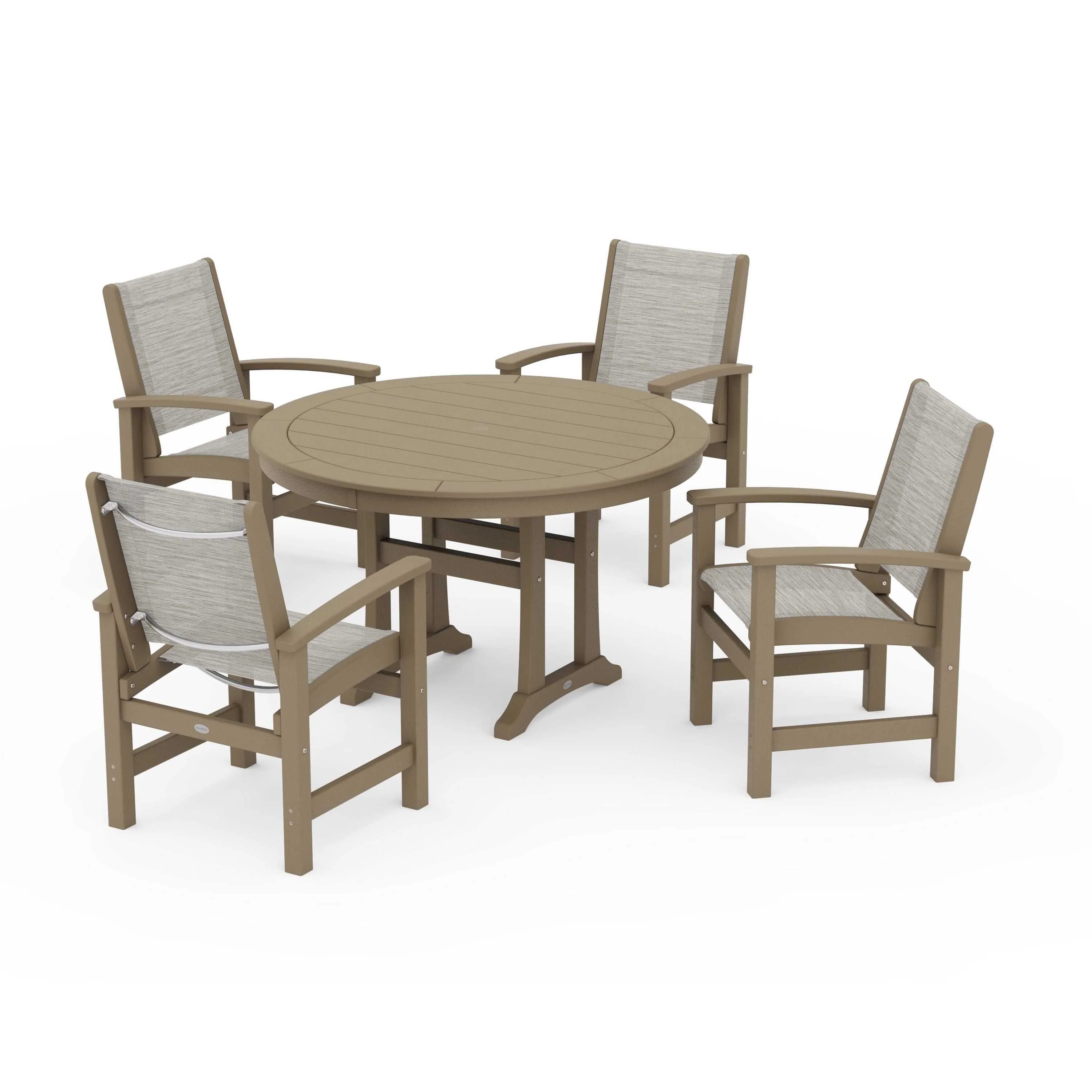 Coastal 5-Piece Round Dining Set with Trestle Legs - Image 23