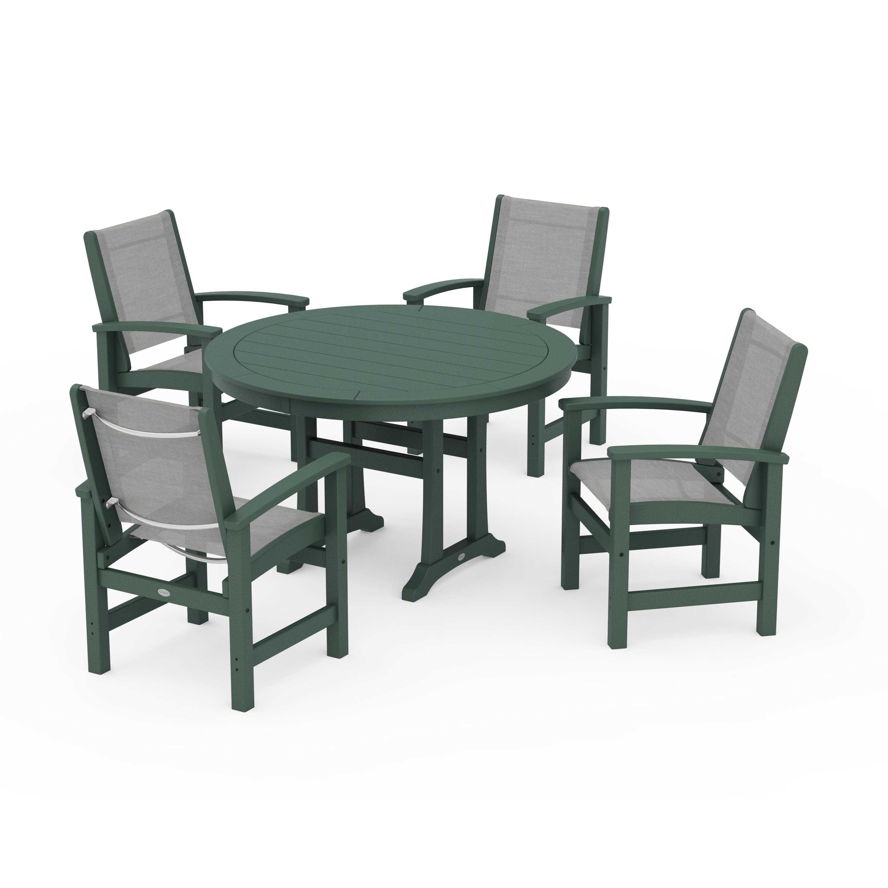 Coastal 5-Piece Round Dining Set with Trestle Legs - Image 25