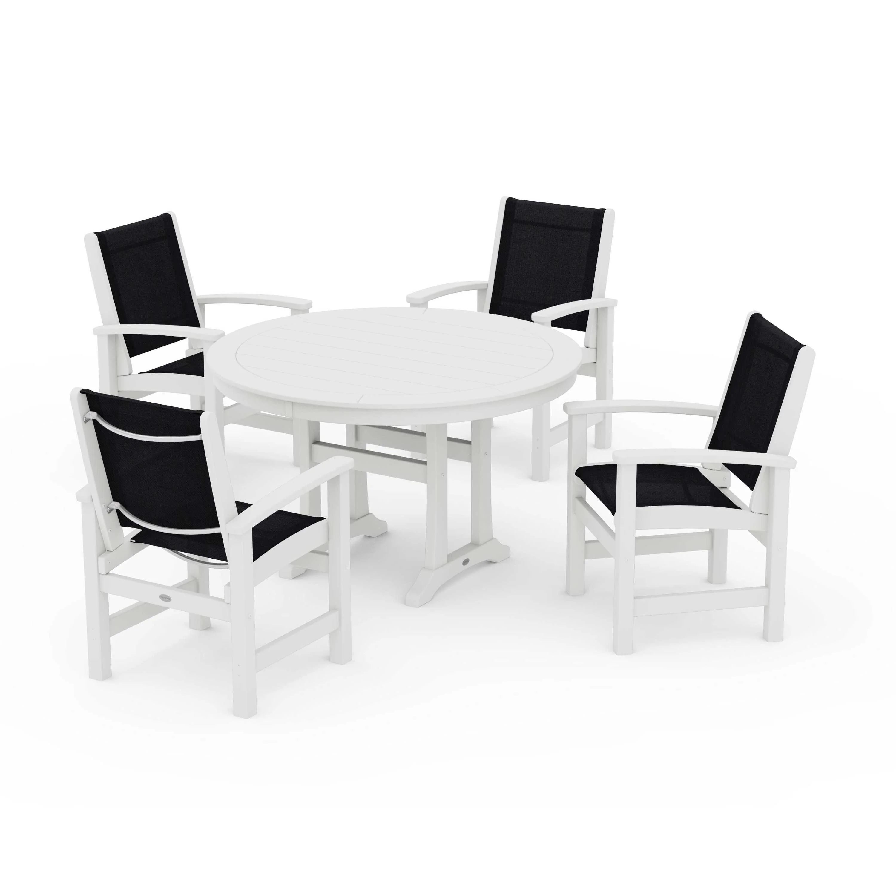 Coastal 5-Piece Round Dining Set with Trestle Legs - Image 26