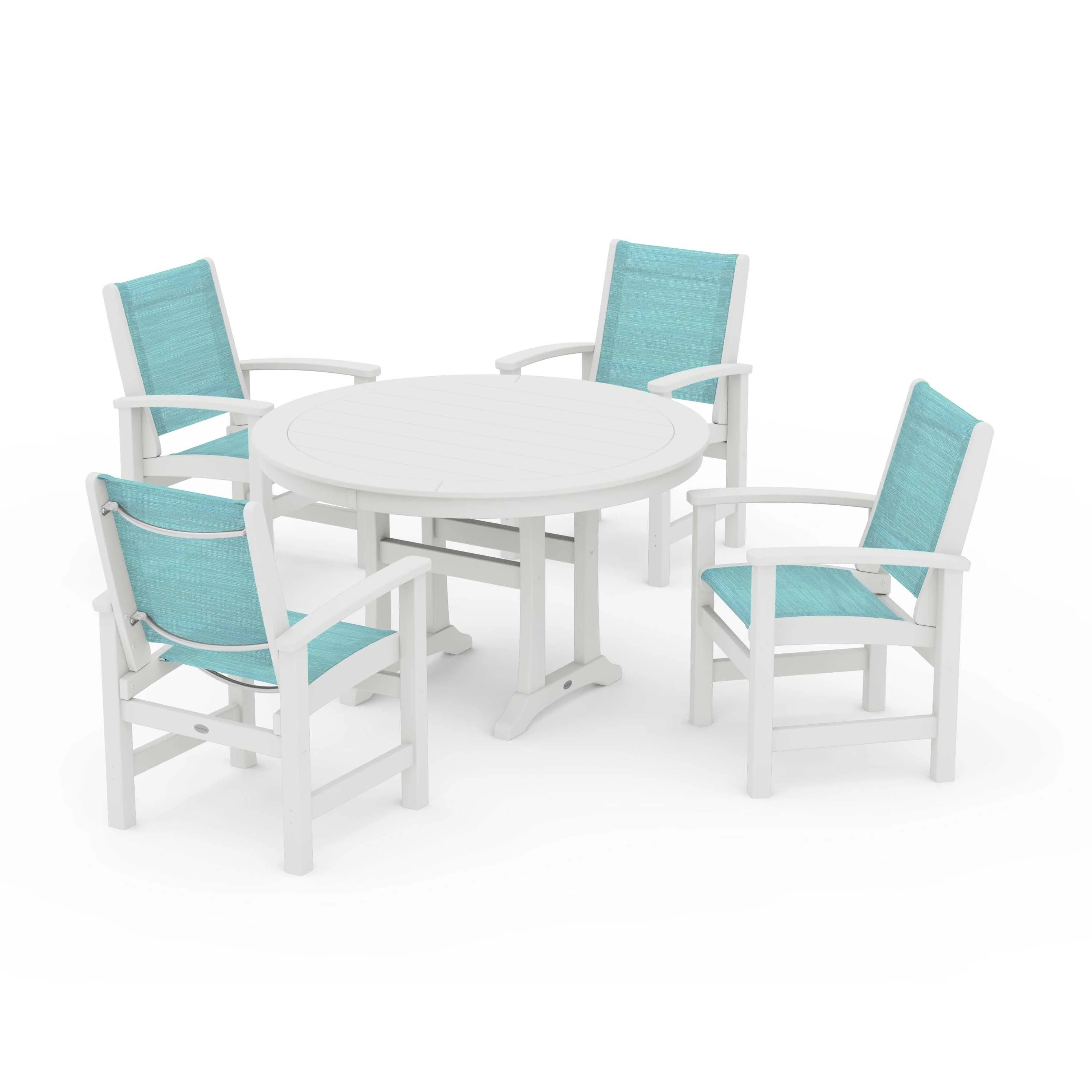 Coastal 5-Piece Round Dining Set with Trestle Legs - Image 27