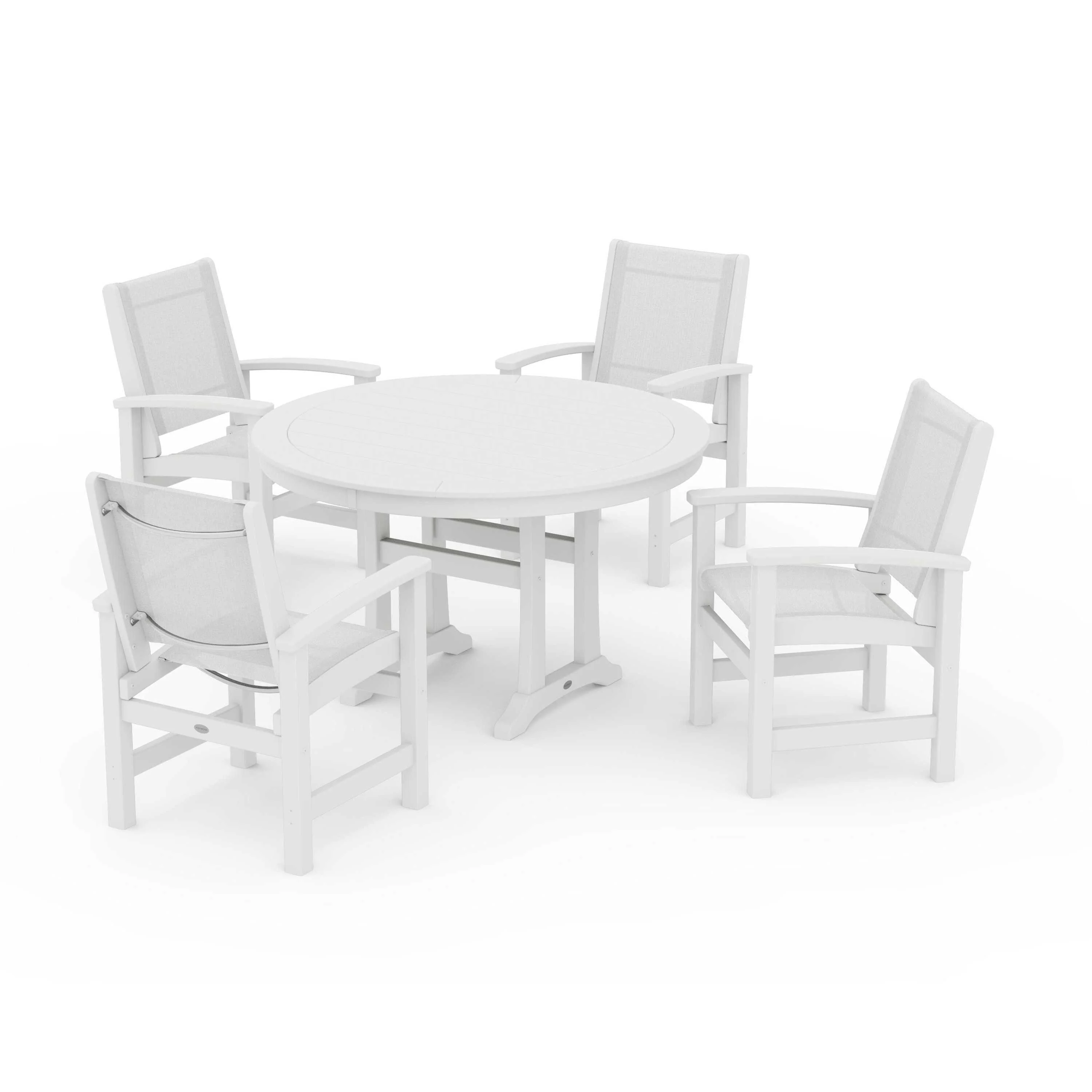 Coastal 5-Piece Round Dining Set with Trestle Legs - Image 32