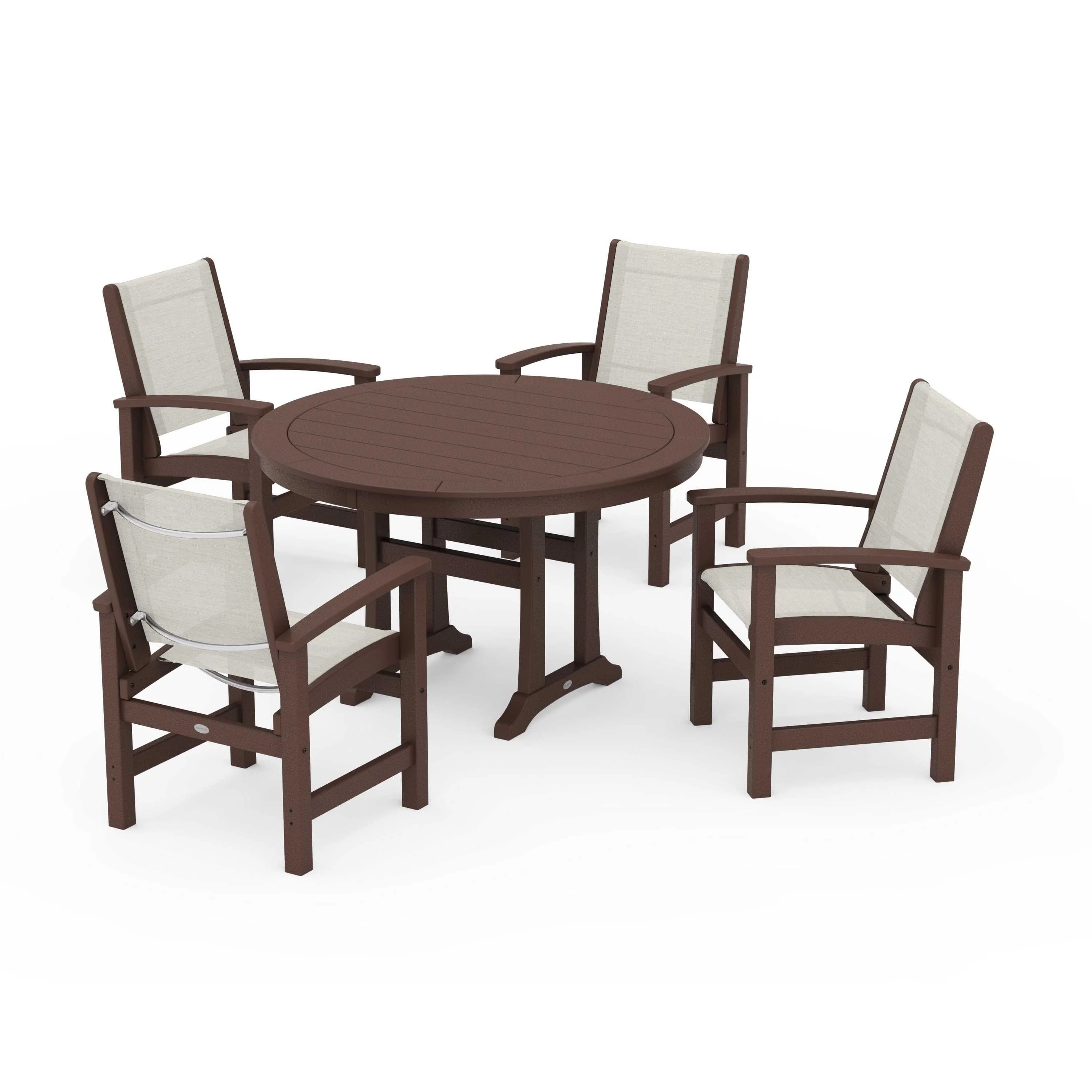 Coastal 5-Piece Round Dining Set with Trestle Legs - Image 33