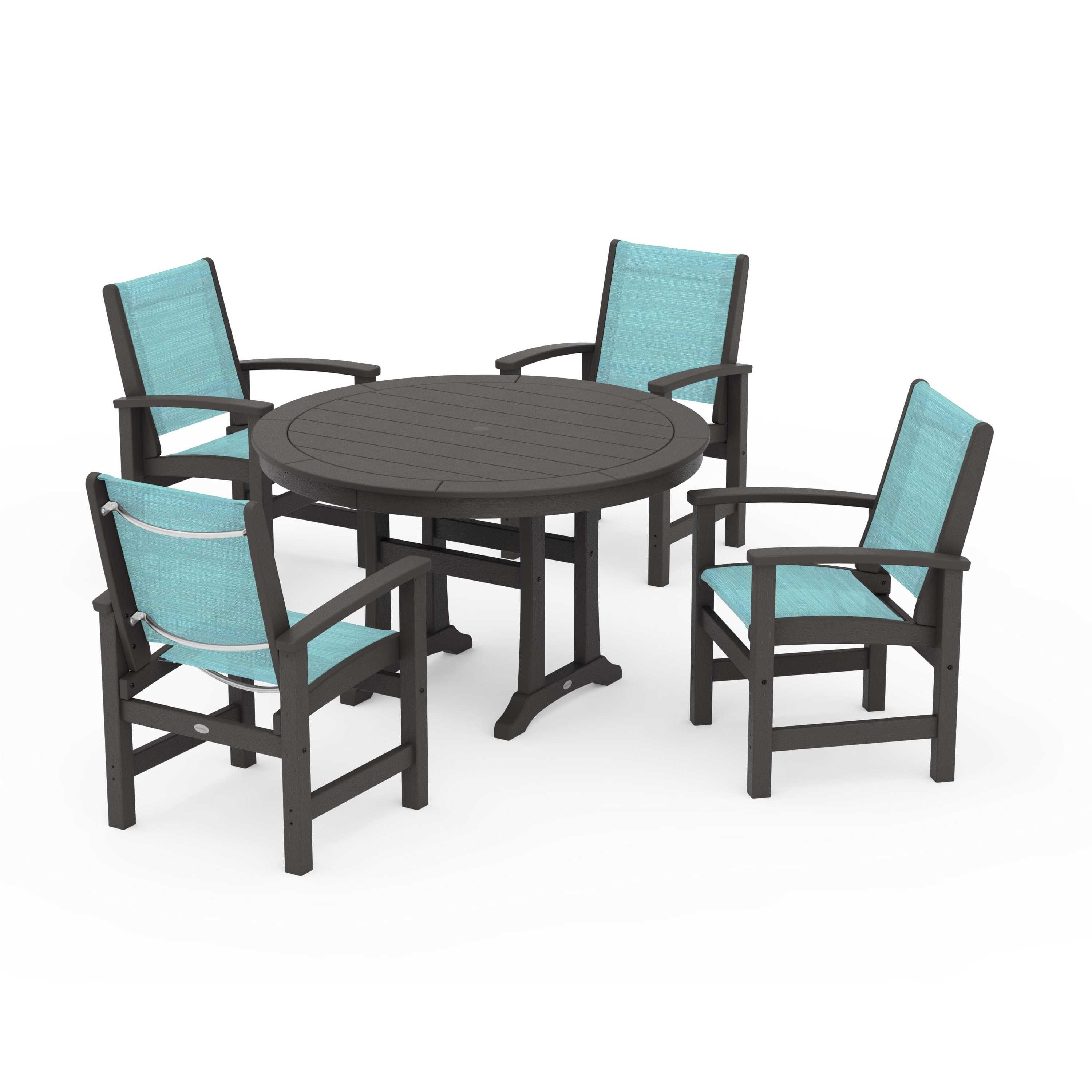 Coastal 5-Piece Round Dining Set with Trestle Legs - Image 47